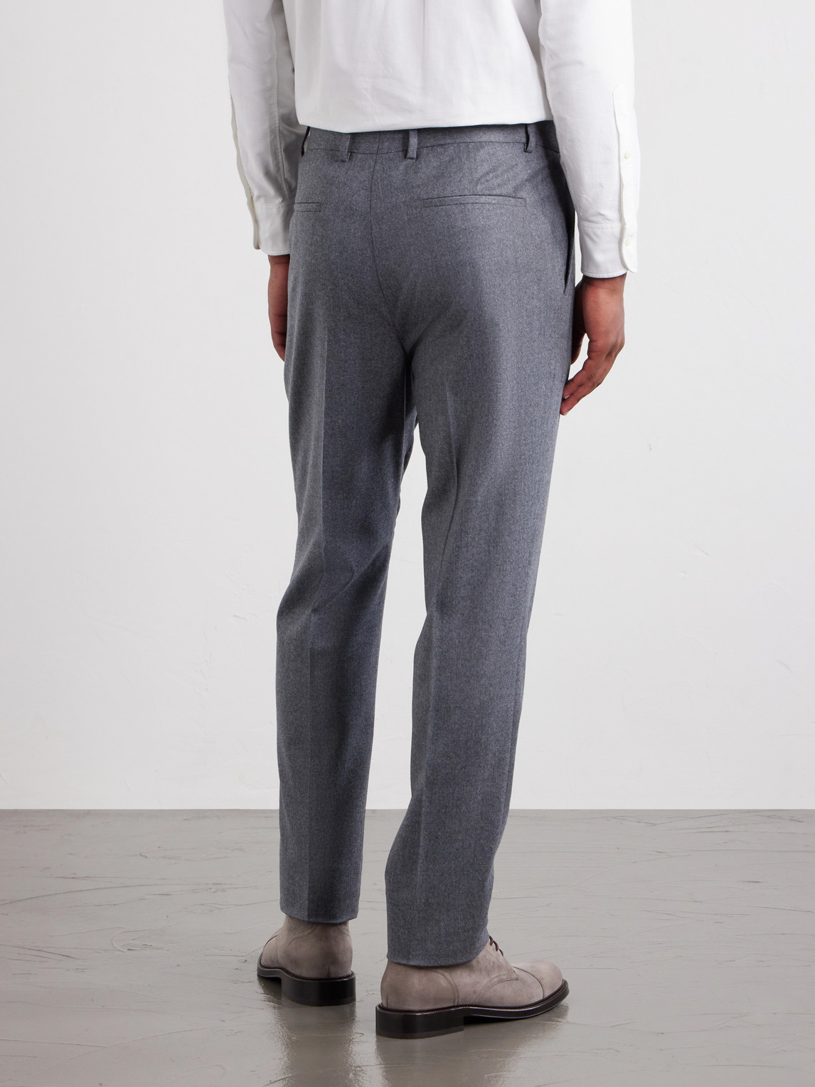 Straight-Leg Pleated Wool Trousers