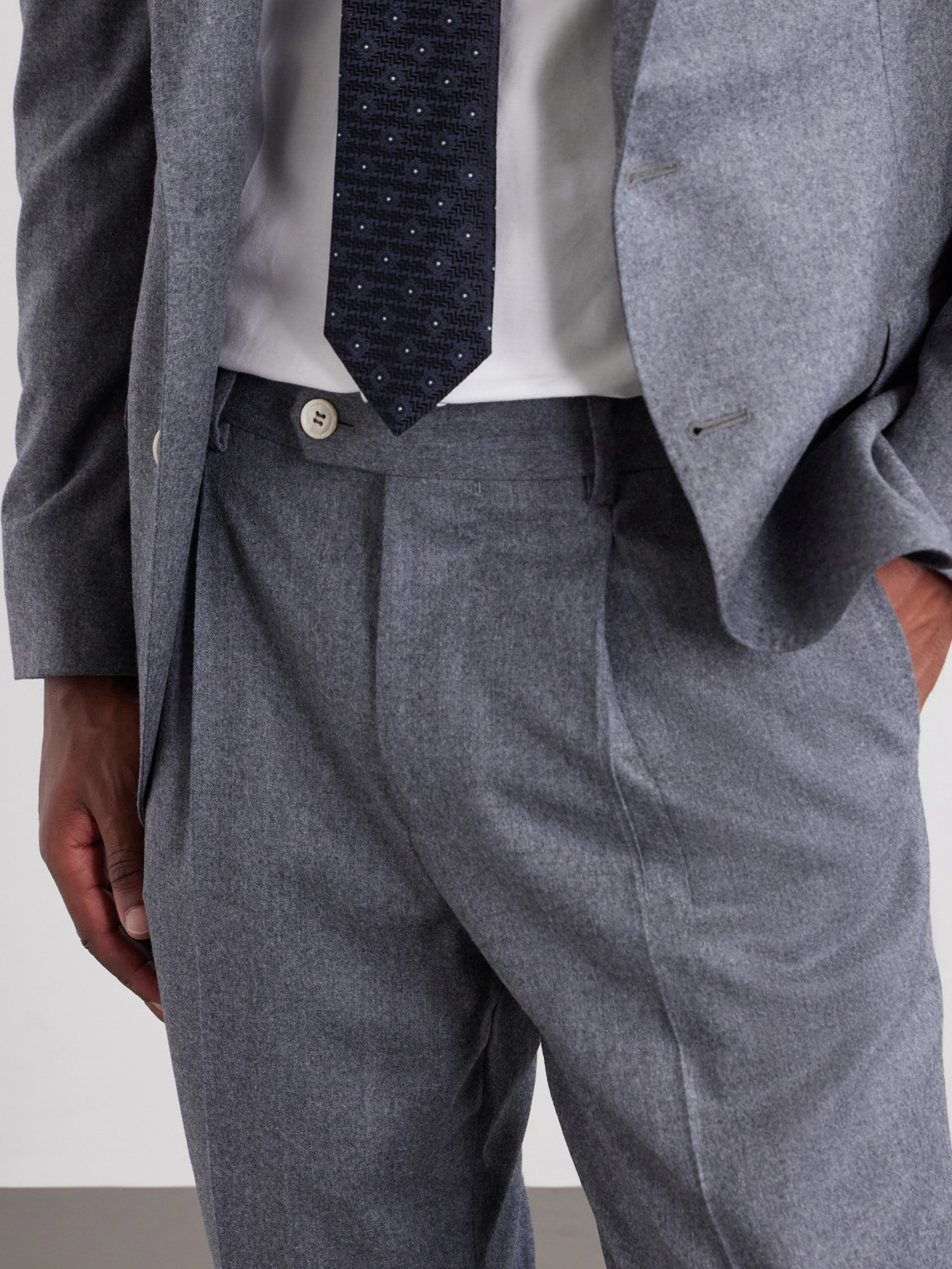 Straight-Leg Pleated Wool Trousers