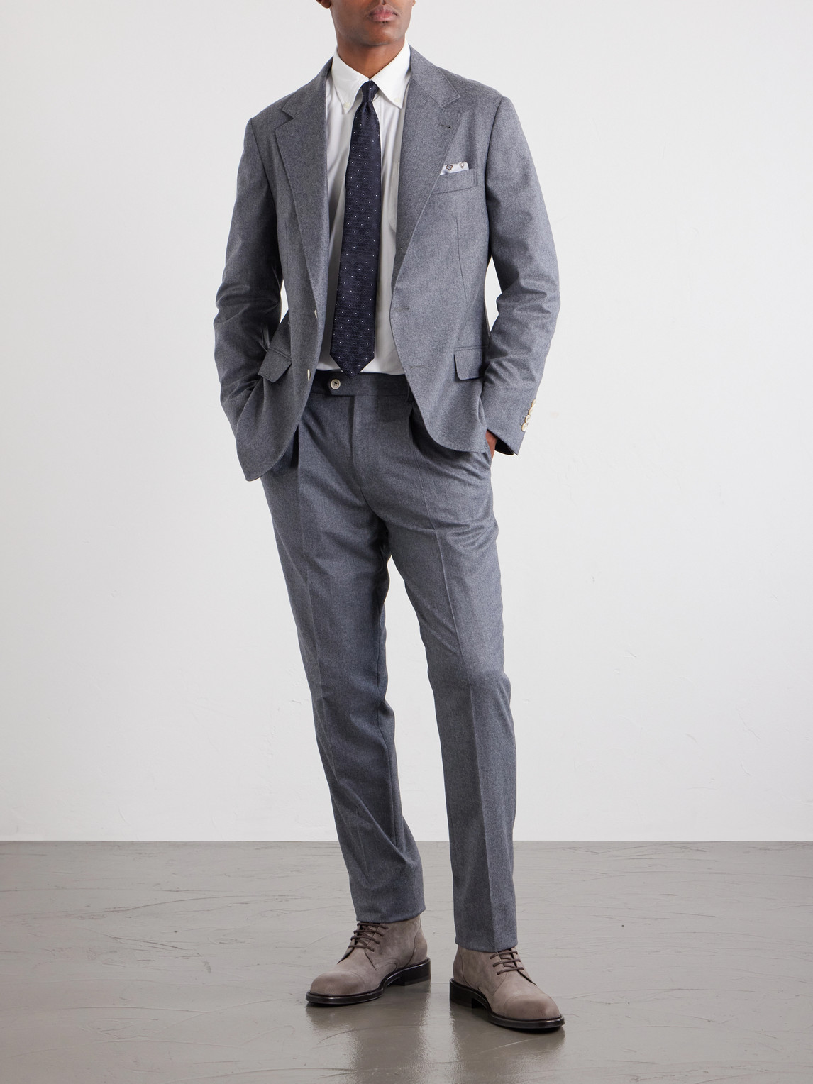 Straight-Leg Pleated Wool Trousers