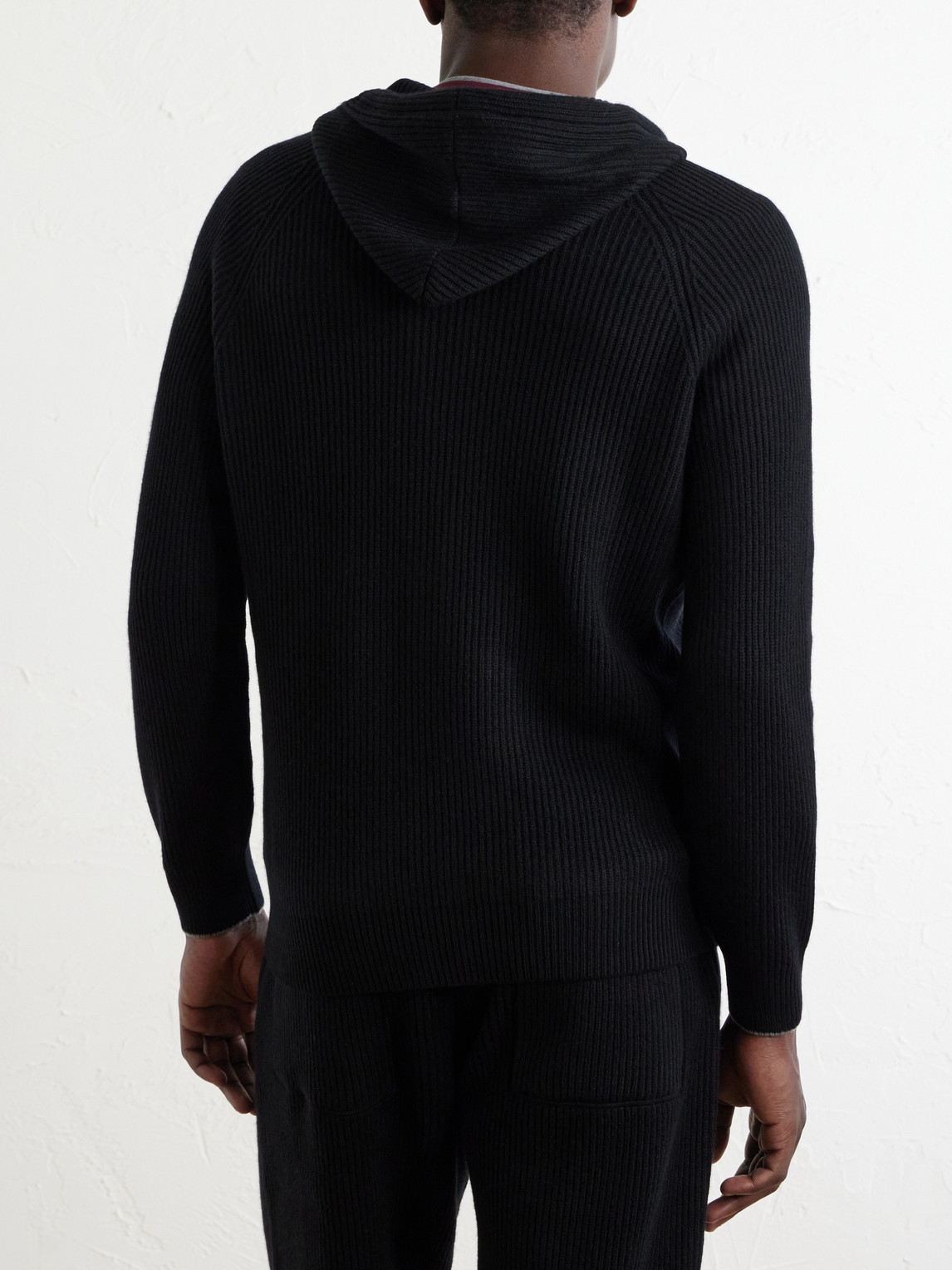 Brunello Cucinelli Logo-Embroidered Ribbed Cashmere Zip-Up Hoodie - Men | Thumbnail 4 Brunello Cucinelli Logo-Embroidered Ribbed Cashmere Zip-Up Hoodie - Men | Thumbnail 4
