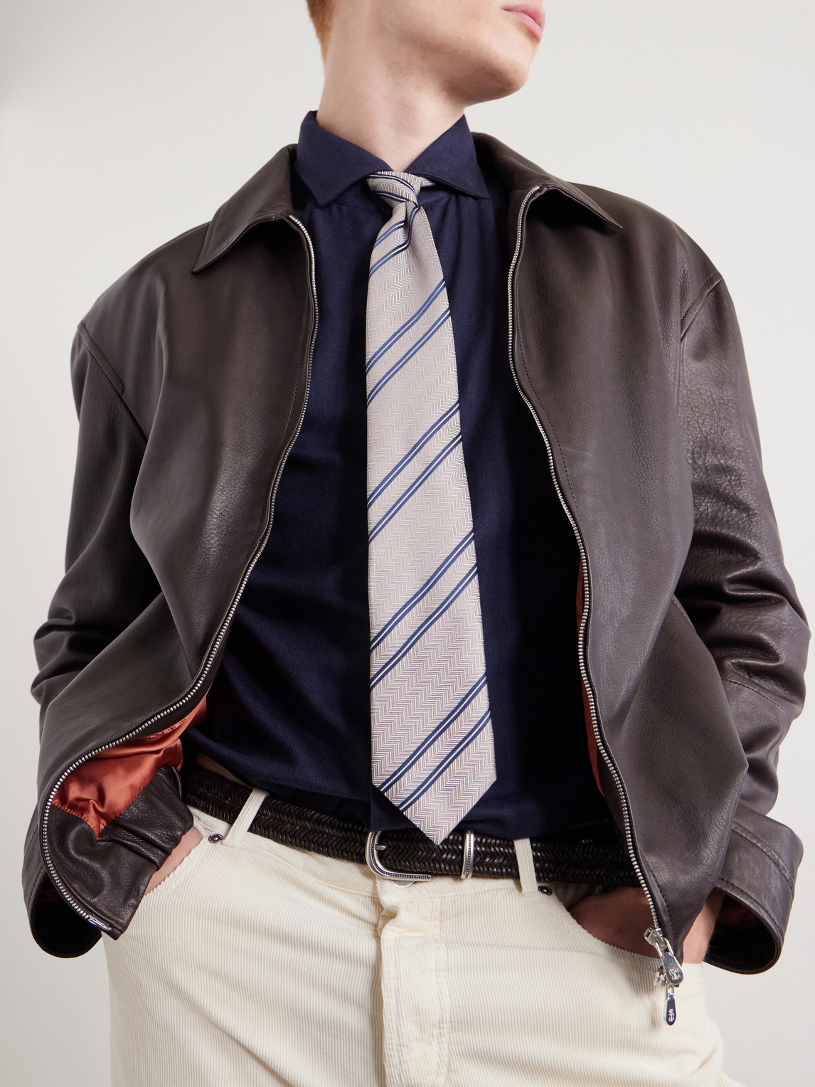 Herringbone Cotton And Lyocell-Blend Shirt