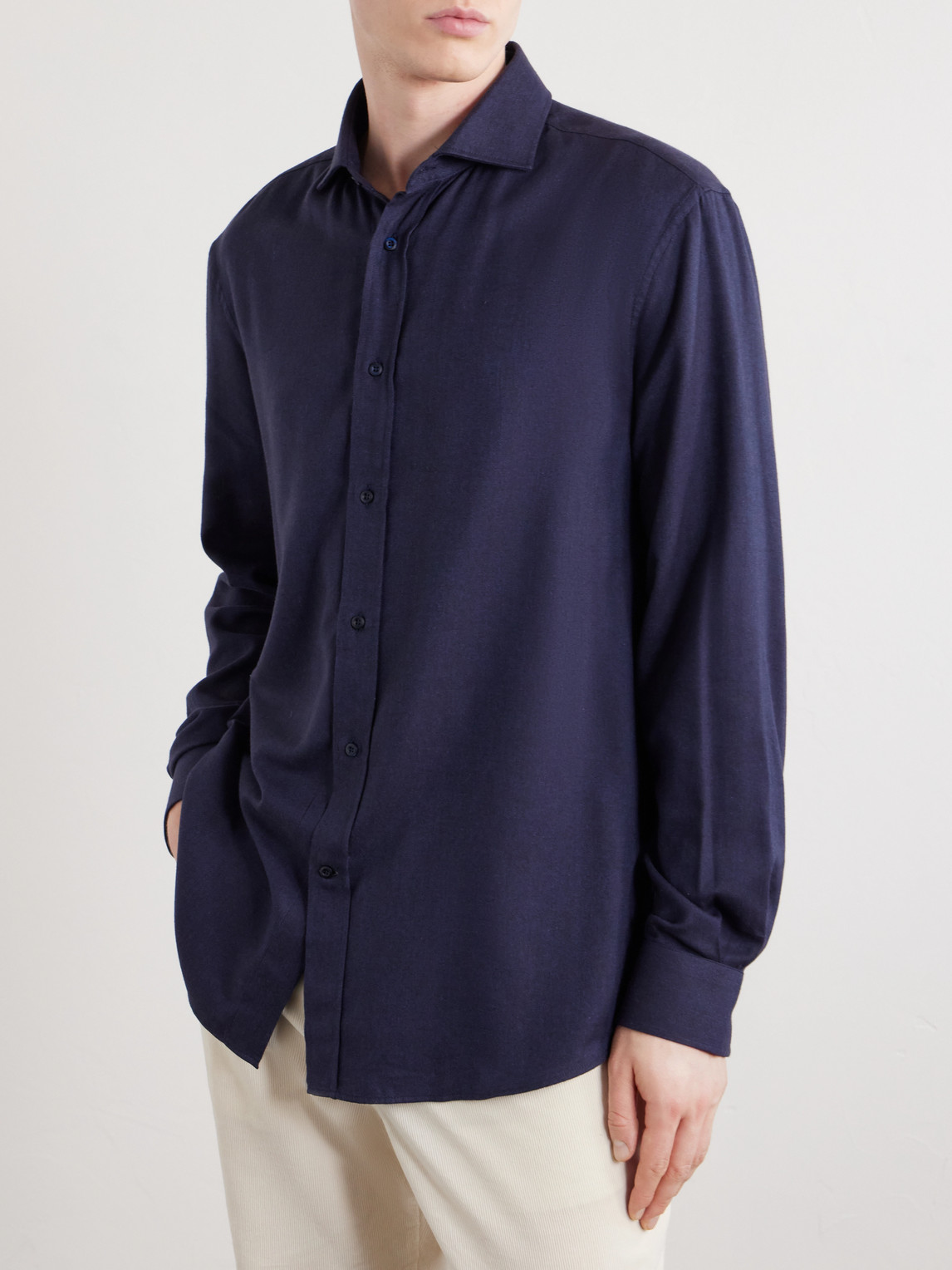 Herringbone Cotton And Lyocell-Blend Shirt