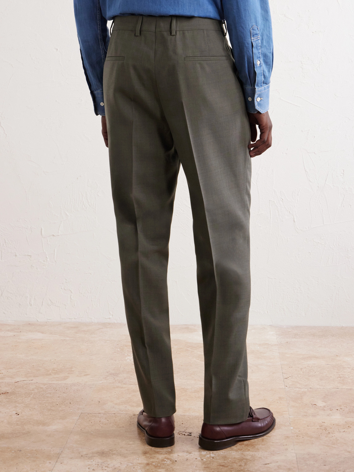 Straight-Leg Wool Suit Trousers