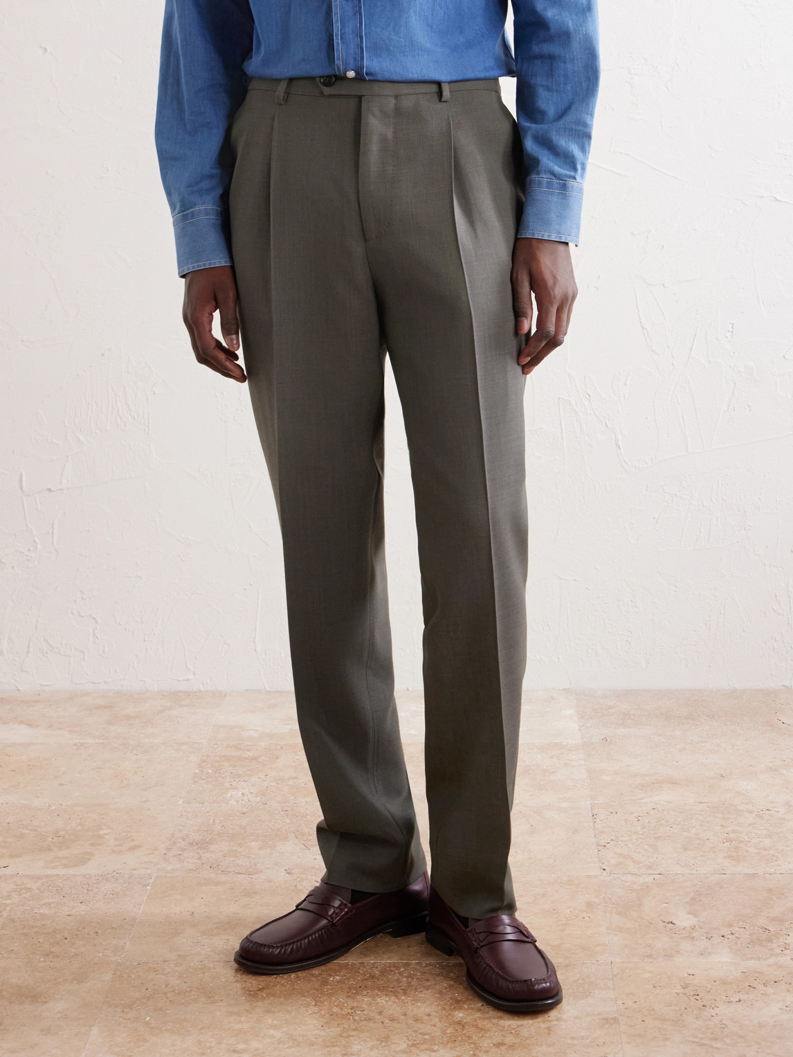 Straight-Leg Wool Suit Trousers