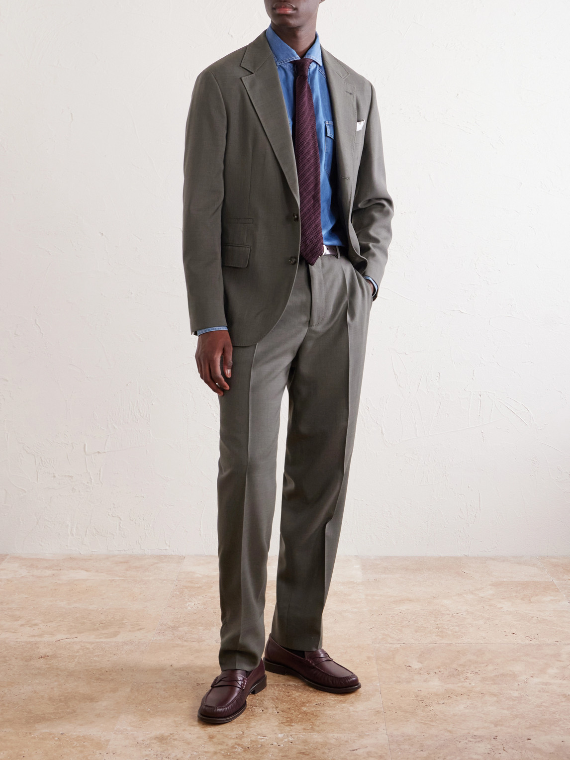 Straight-Leg Wool Suit Trousers