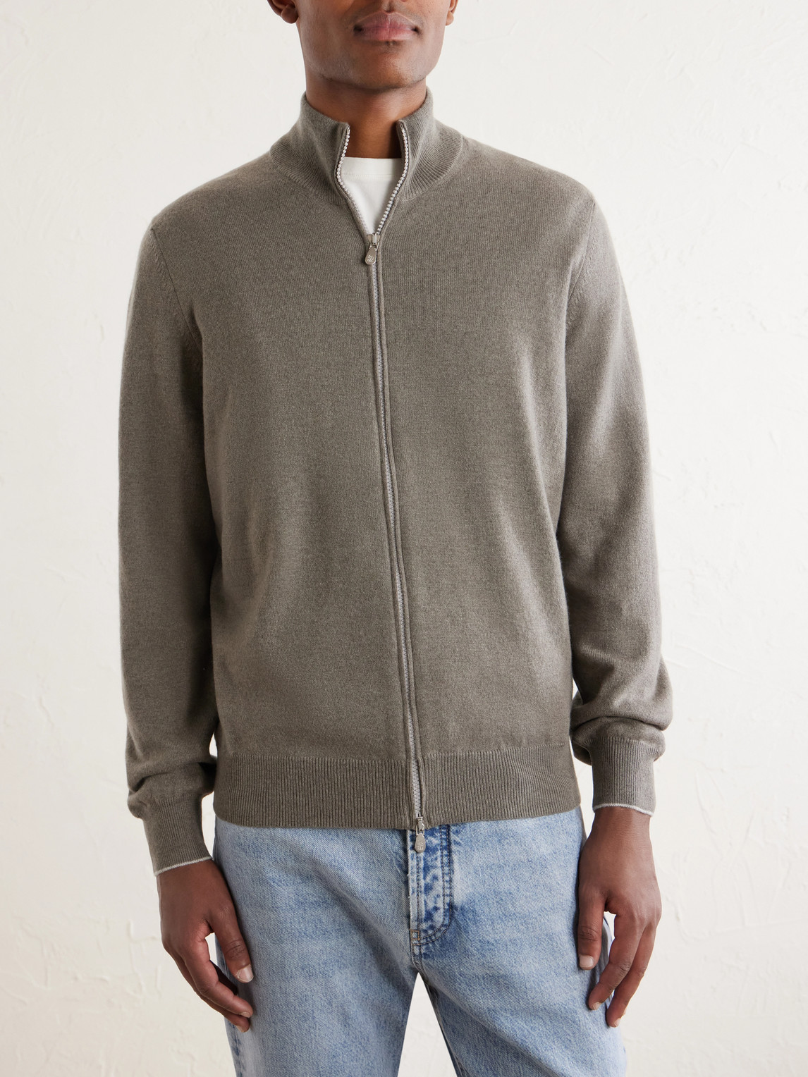 Cashmere Zip-Up Sweater