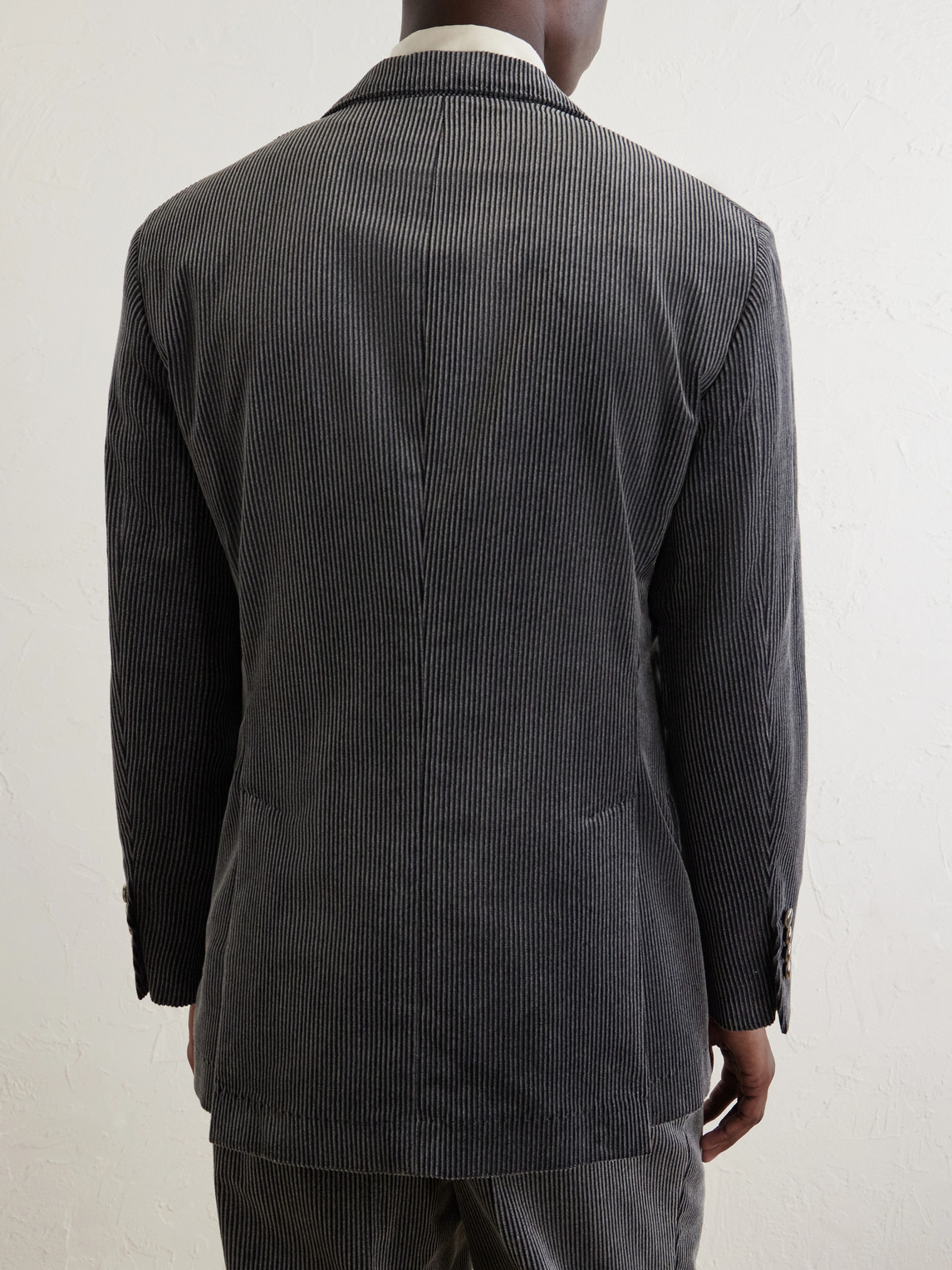 Slim-Fit Double-Breasted Cotton-Corduroy Suit Jacket