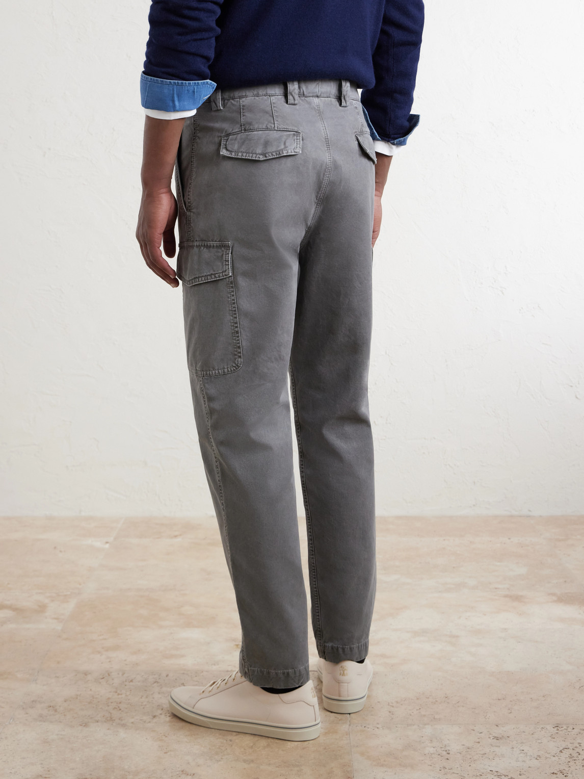 Tapered Cotton-Twill Cargo Trousers Slim-Fit