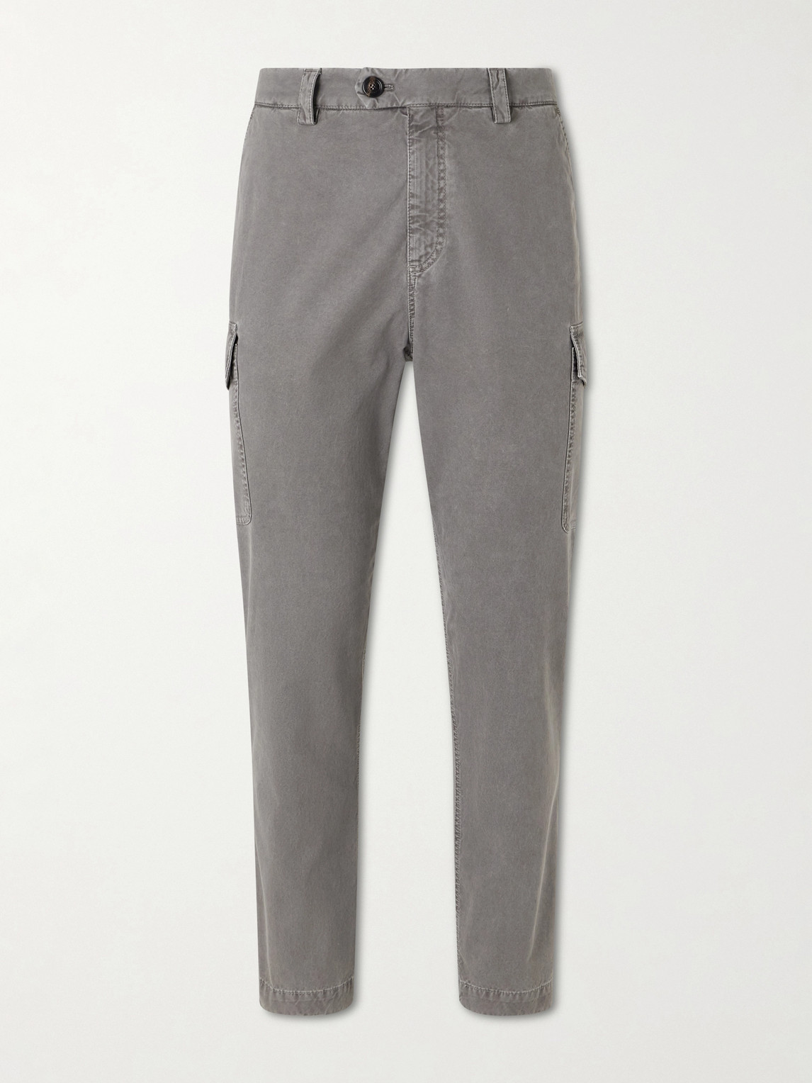 Brunello Cucinelli Slim-fit Tapered Cotton-twill Cargo Trousers In Gray