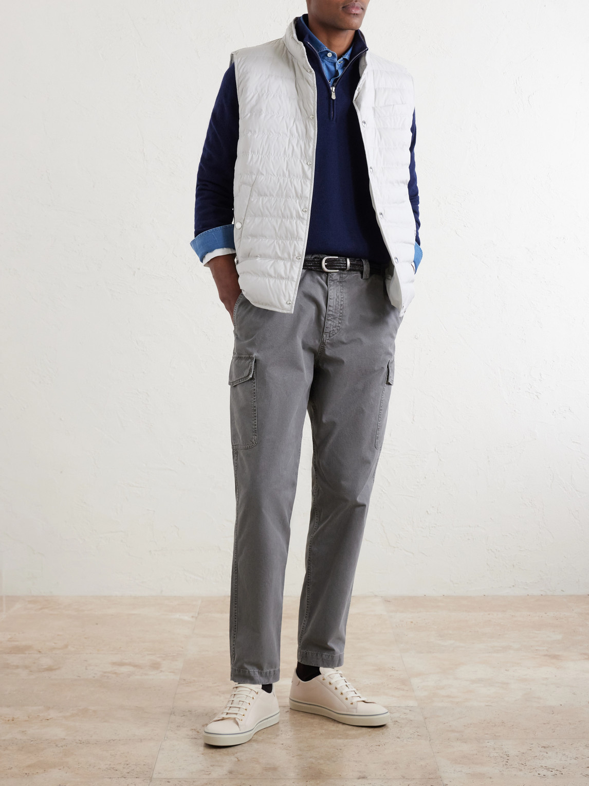 Tapered Cotton-Twill Cargo Trousers Slim-Fit