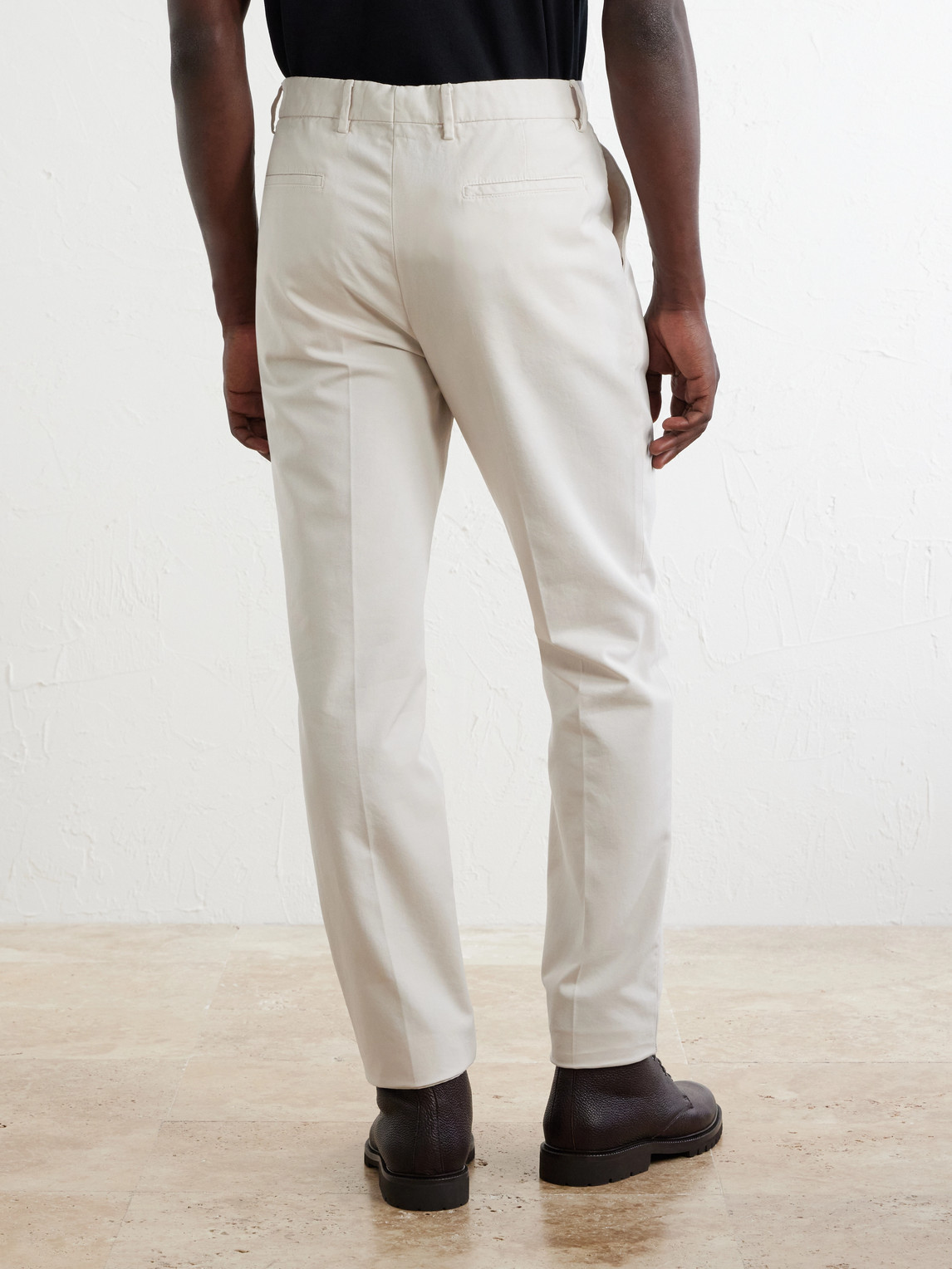 Straight-Leg Pleated Cotton-Twill Trousers