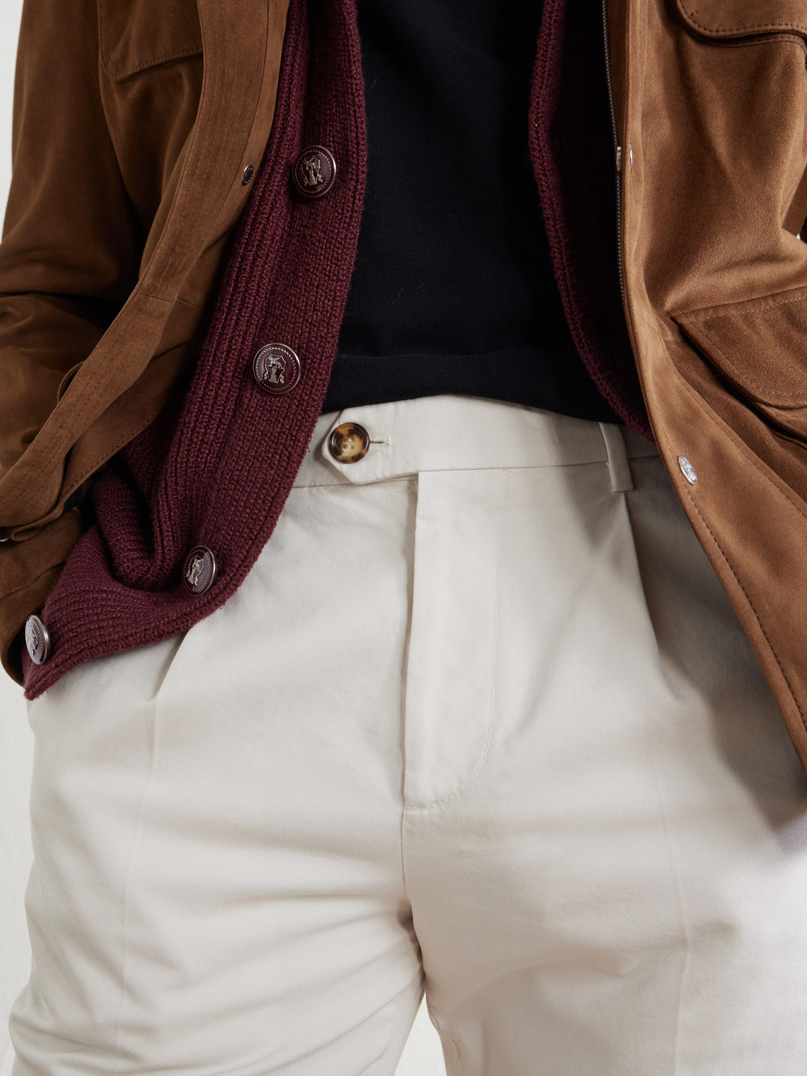 Straight-Leg Pleated Cotton-Twill Trousers