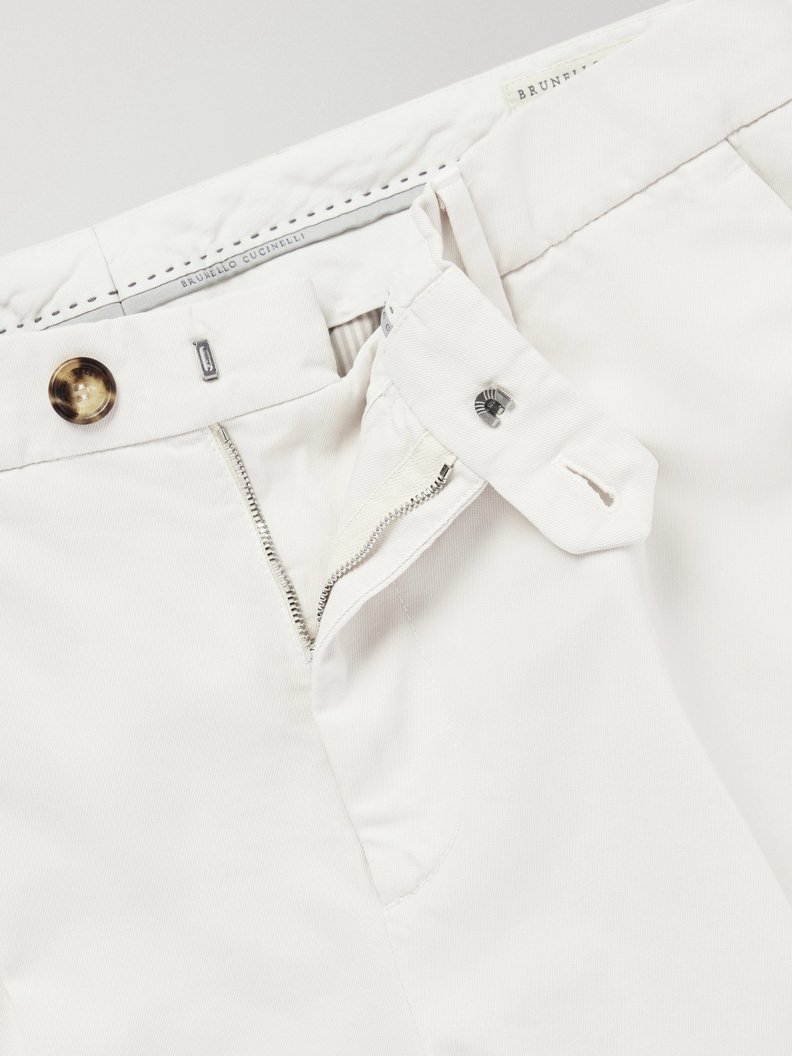 Straight-Leg Pleated Cotton-Twill Trousers