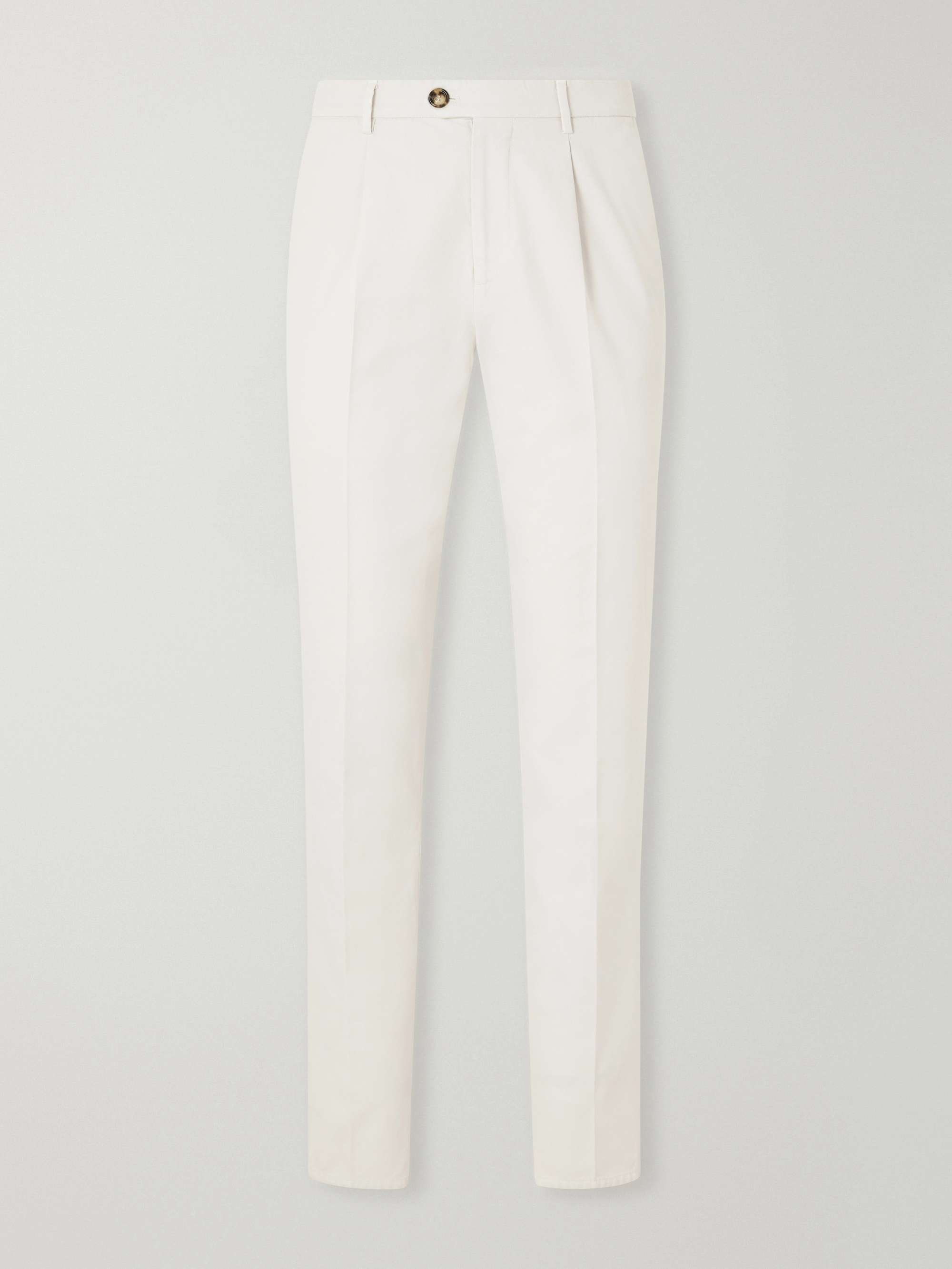 BRUNELLO CUCINELLI Straight-Leg Pleated Cotton-Twill Trousers