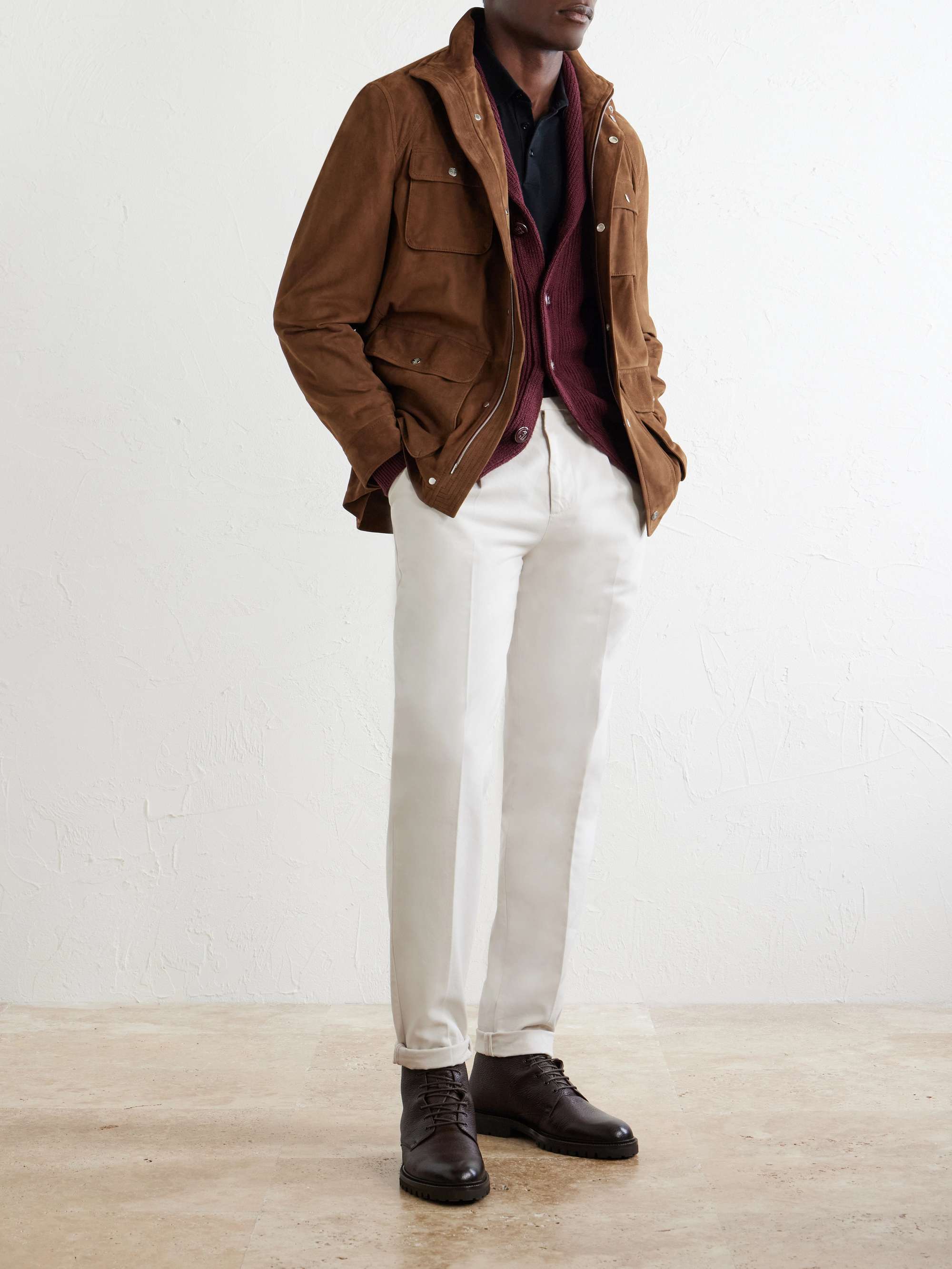 BRUNELLO CUCINELLI Straight-Leg Pleated Cotton-Twill Trousers