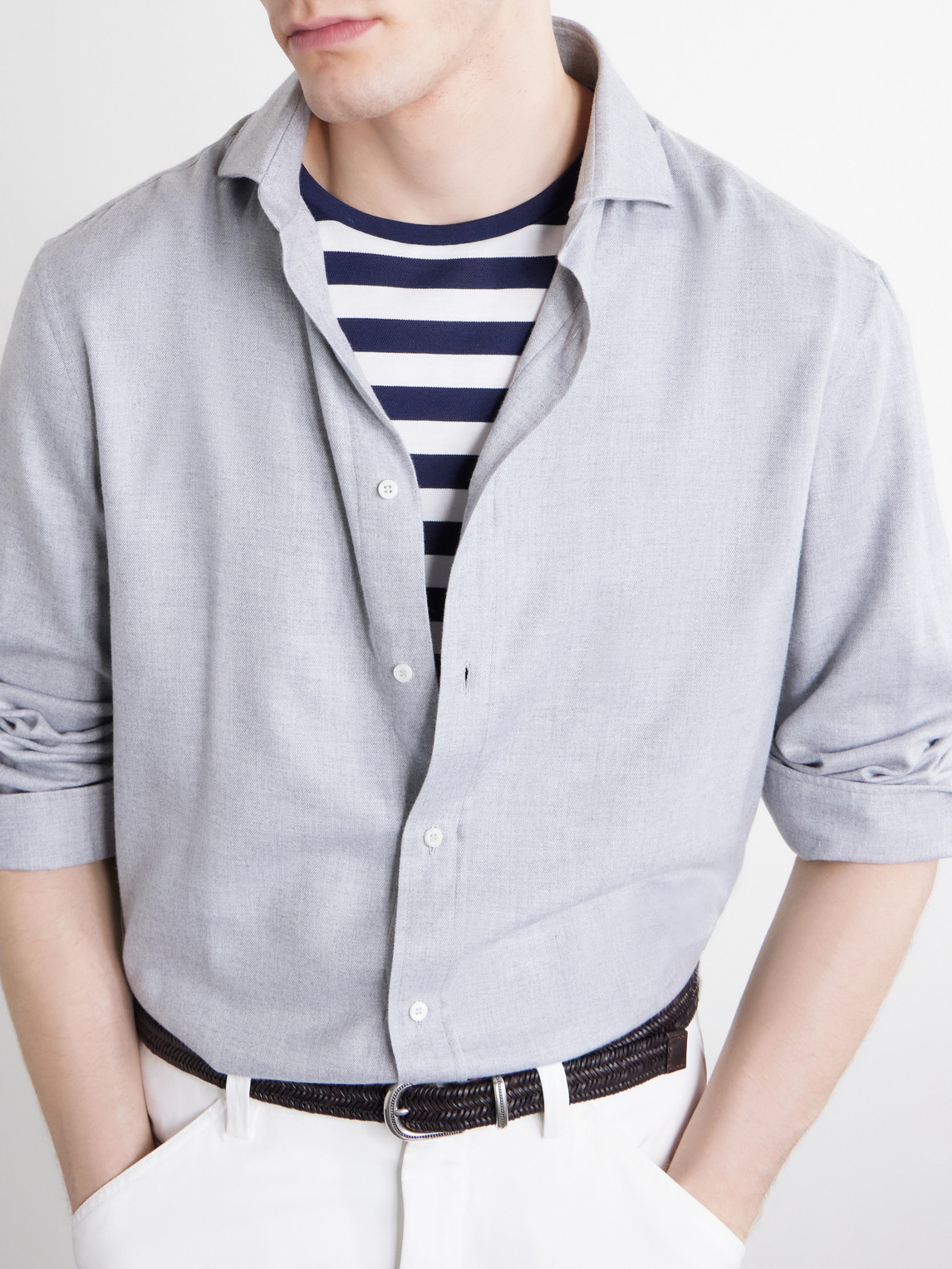 Herringbone Cotton And Lyocell-Blend Shirt
