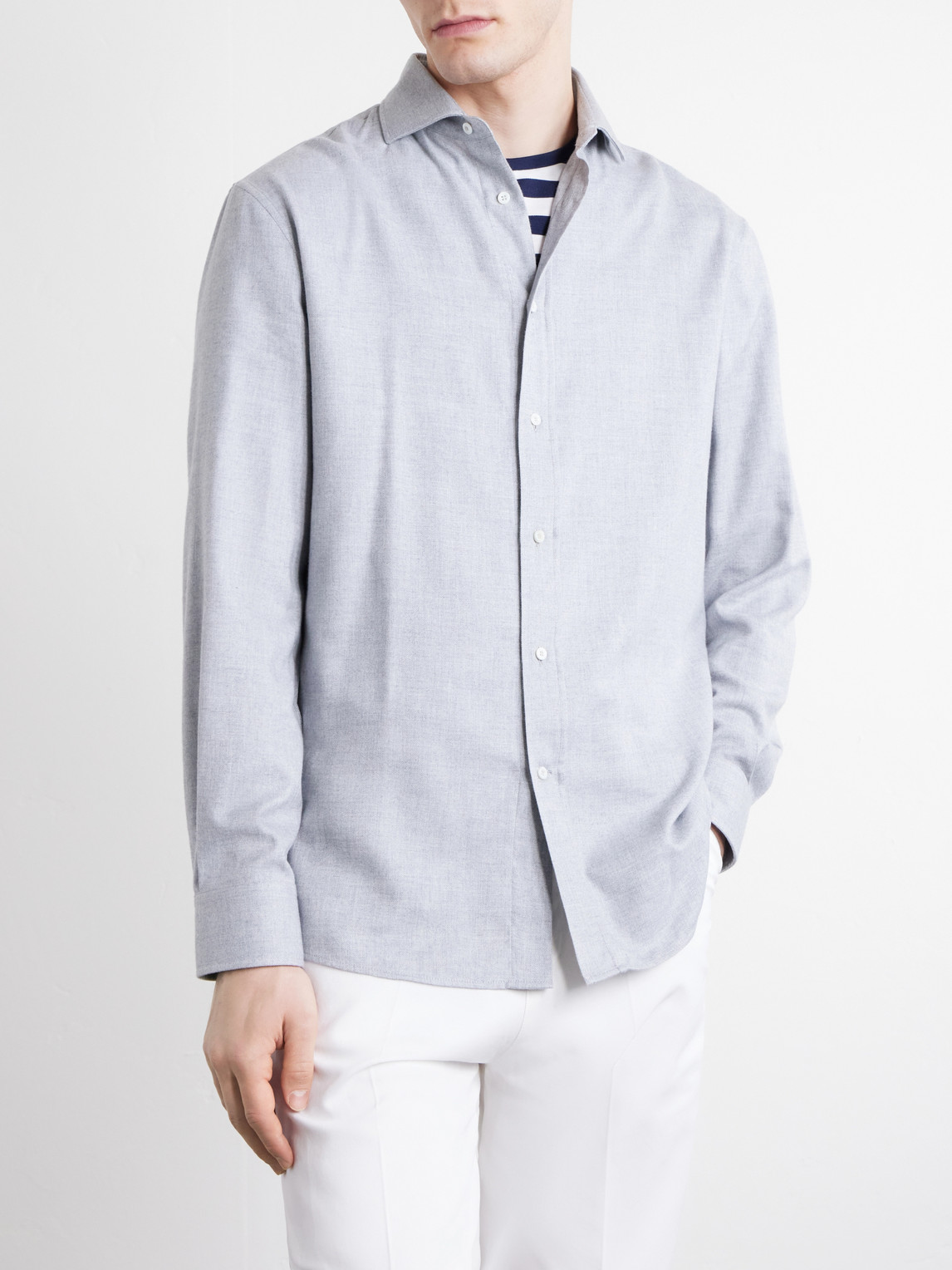Herringbone Cotton And Lyocell-Blend Shirt