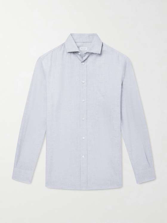 Brunellocucinelli Herringbone Cotton and Lyocell-Blend Shirt