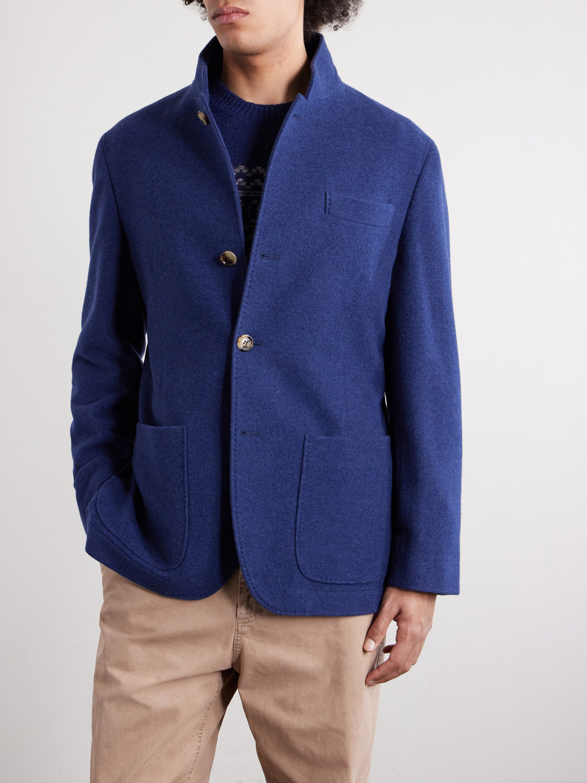 Unstructured Brushed-Cashmere Blazer