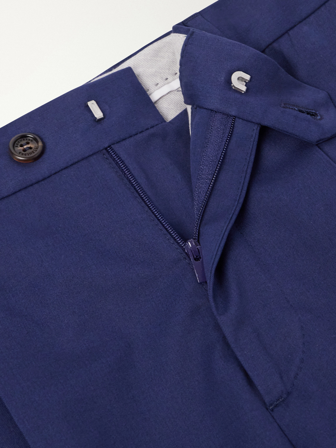 Straight-Leg Pleated Cotton-Blend Twill Suit Trousers