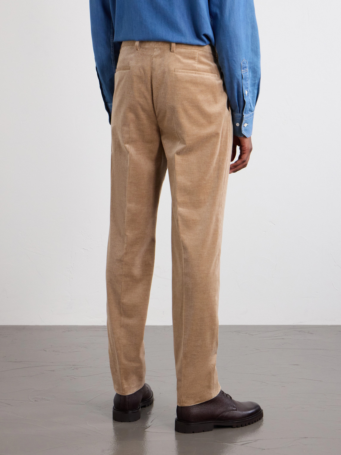 Straight-Leg Pleated Cotton-Blend Corduroy