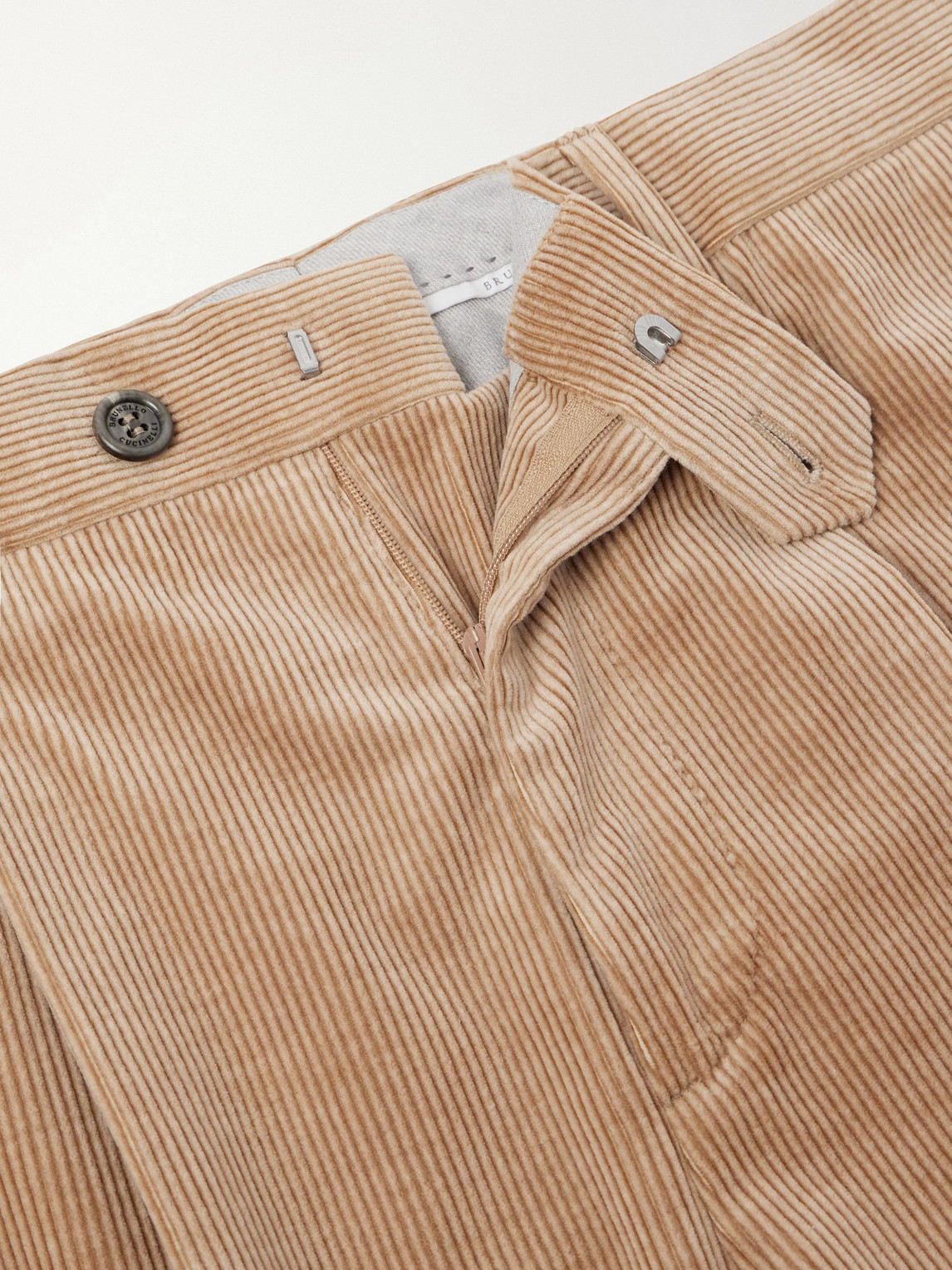Straight-Leg Pleated Cotton-Blend Corduroy