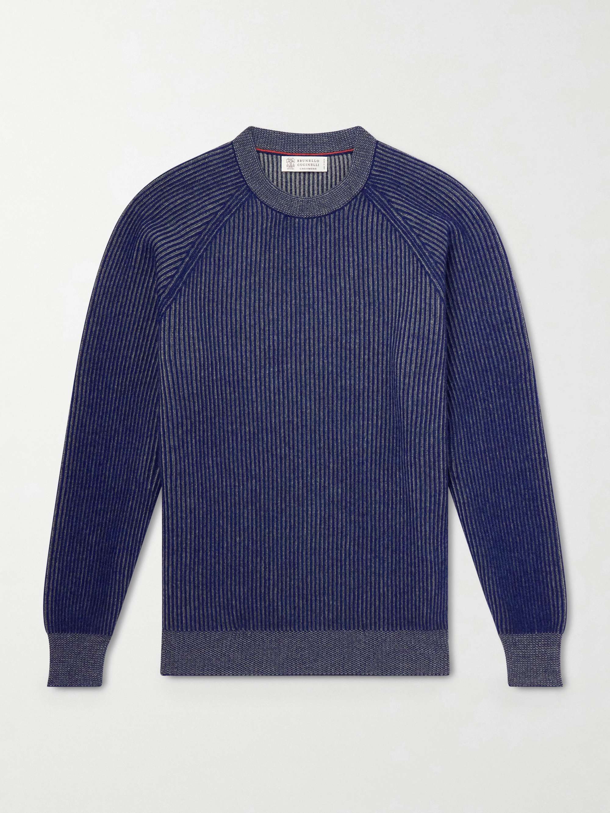 BRUNELLO CUCINELLI Striped Ribbed Cashmere Sweater
