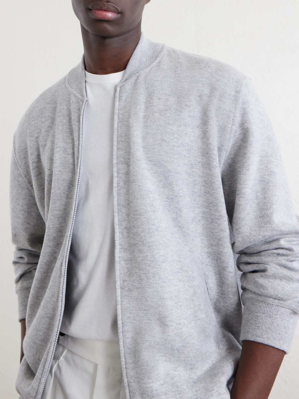 Cashmere-Blend Zip-Up Sweater