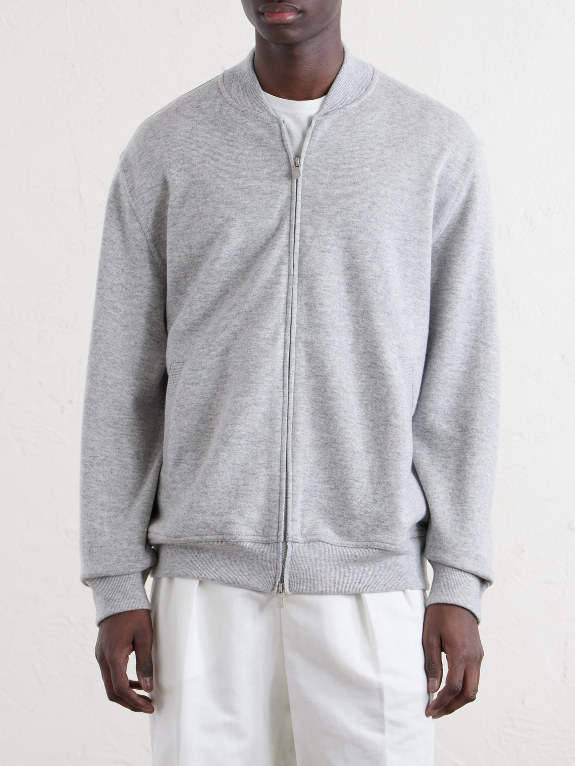 Cashmere-Blend Zip-Up Sweater