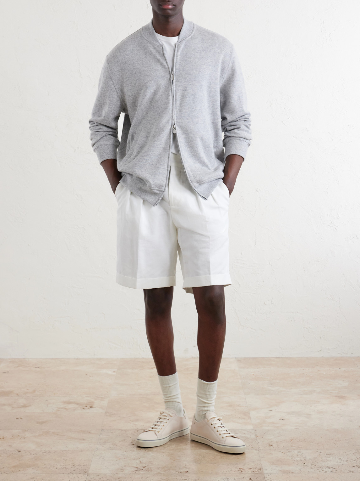 Cashmere-Blend Zip-Up Sweater