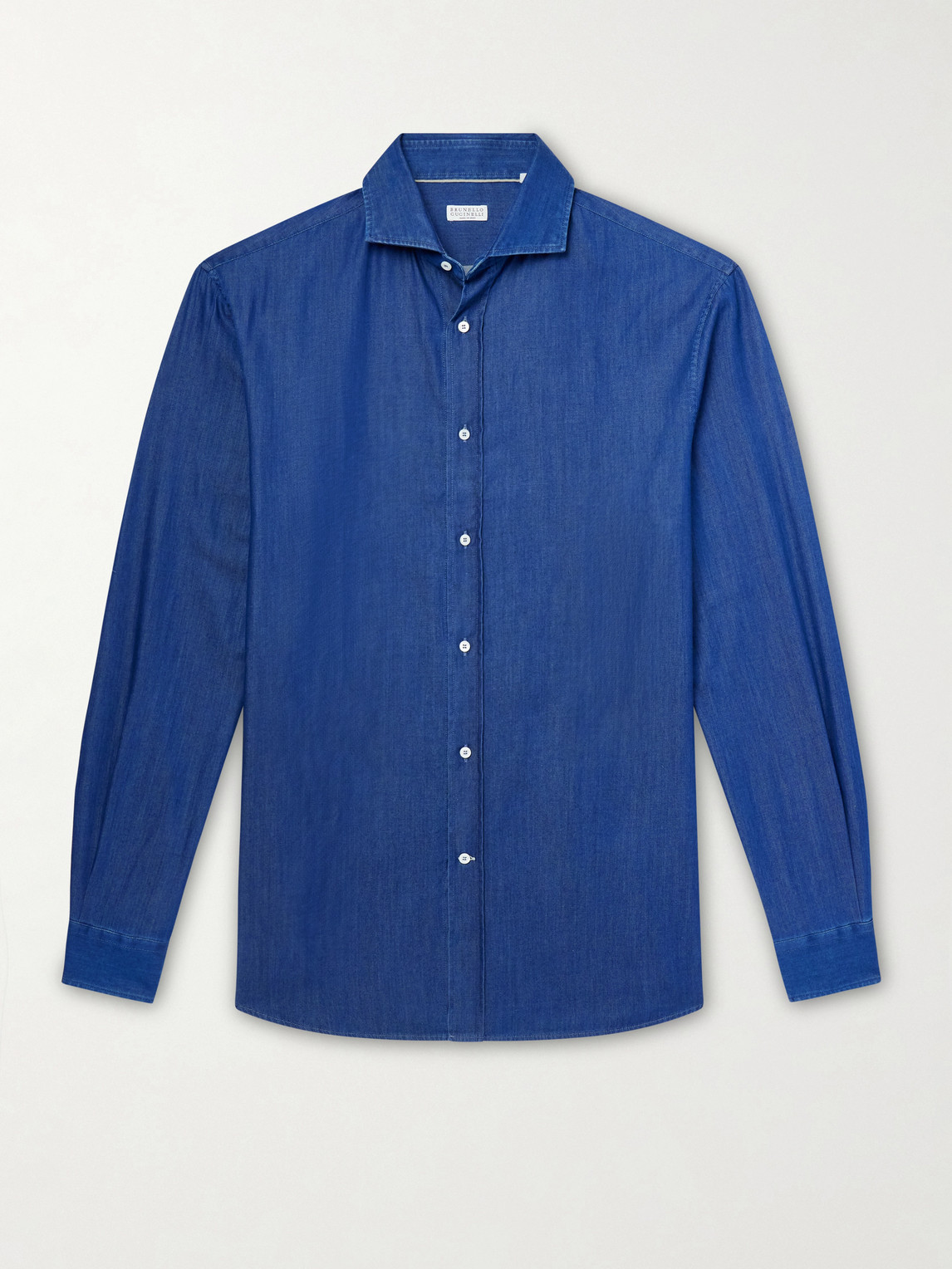Brunello Cucinelli Cutaway-Collar Cotton-Chambray Shirt - Men