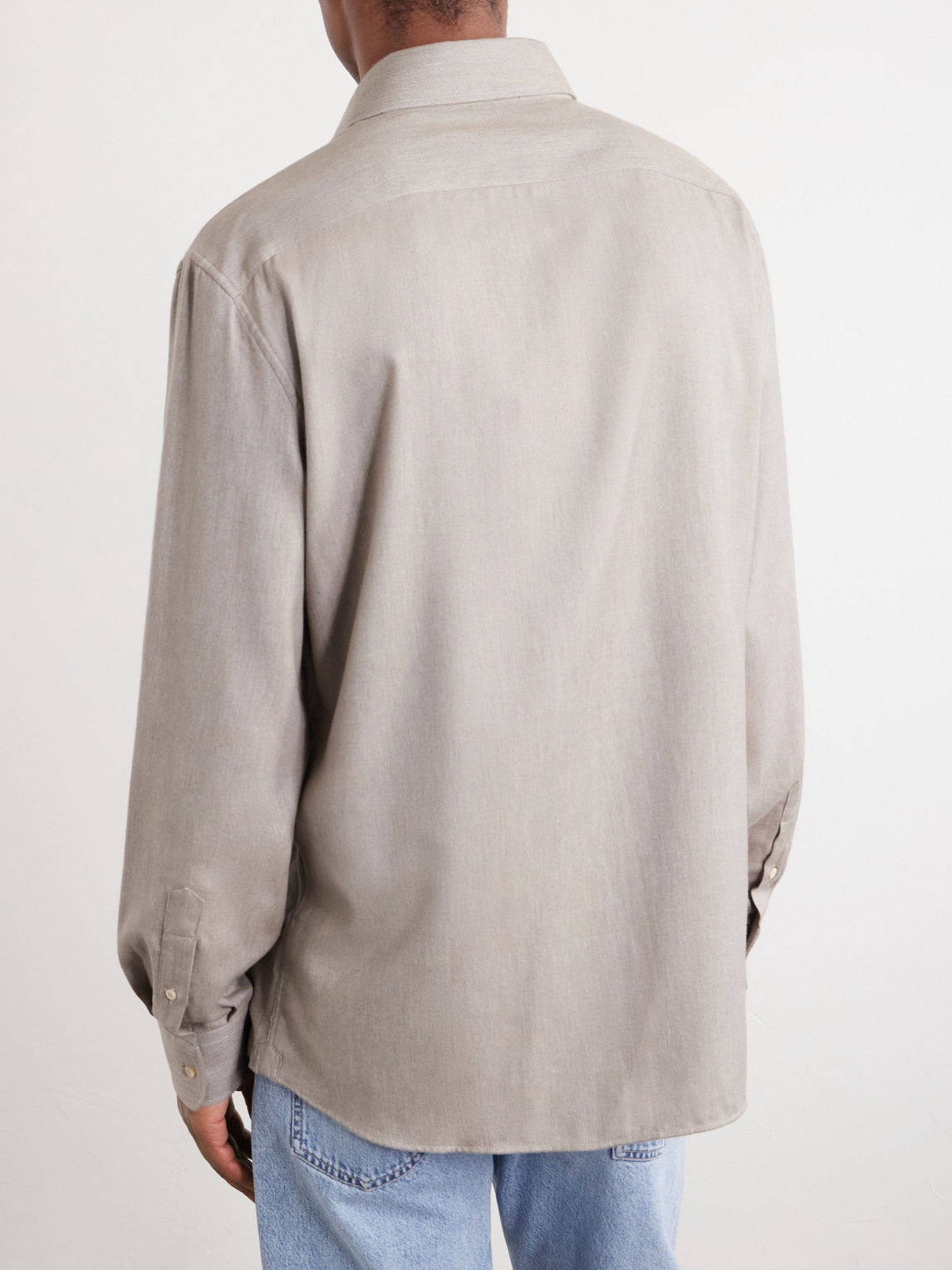 Brunello Cucinelli Herringbone Cotton and Lyocell-Blend Shirt - Men | Thumbnail 4 Brunello Cucinelli Herringbone Cotton and Lyocell-Blend Shirt - Men | Thumbnail 4