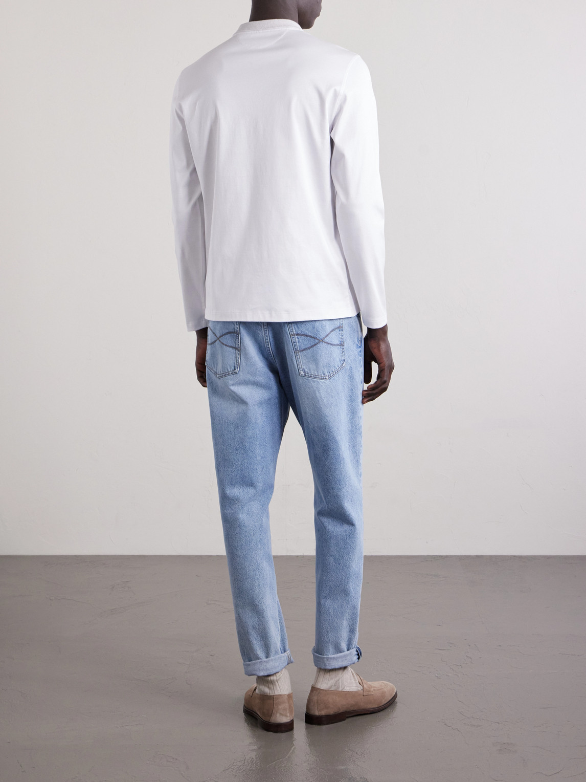 Brunello Cucinelli Logo-Appliquéd Cotton-Piqué Polo Shirt - Men | Thumbnail 4