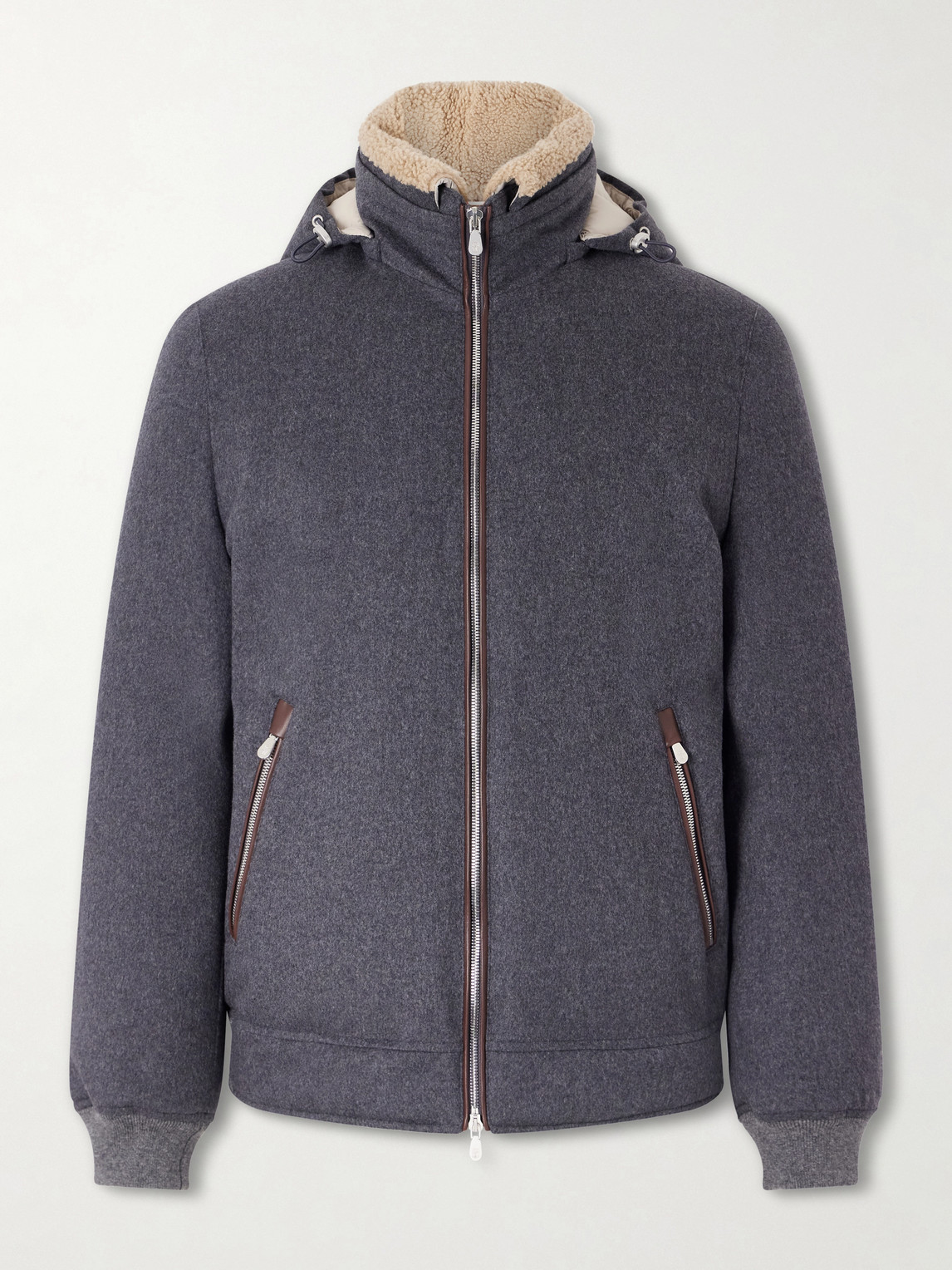 Brunello Cucinelli Shearling-Trimmed Wool Hooded Down Jacket - Men