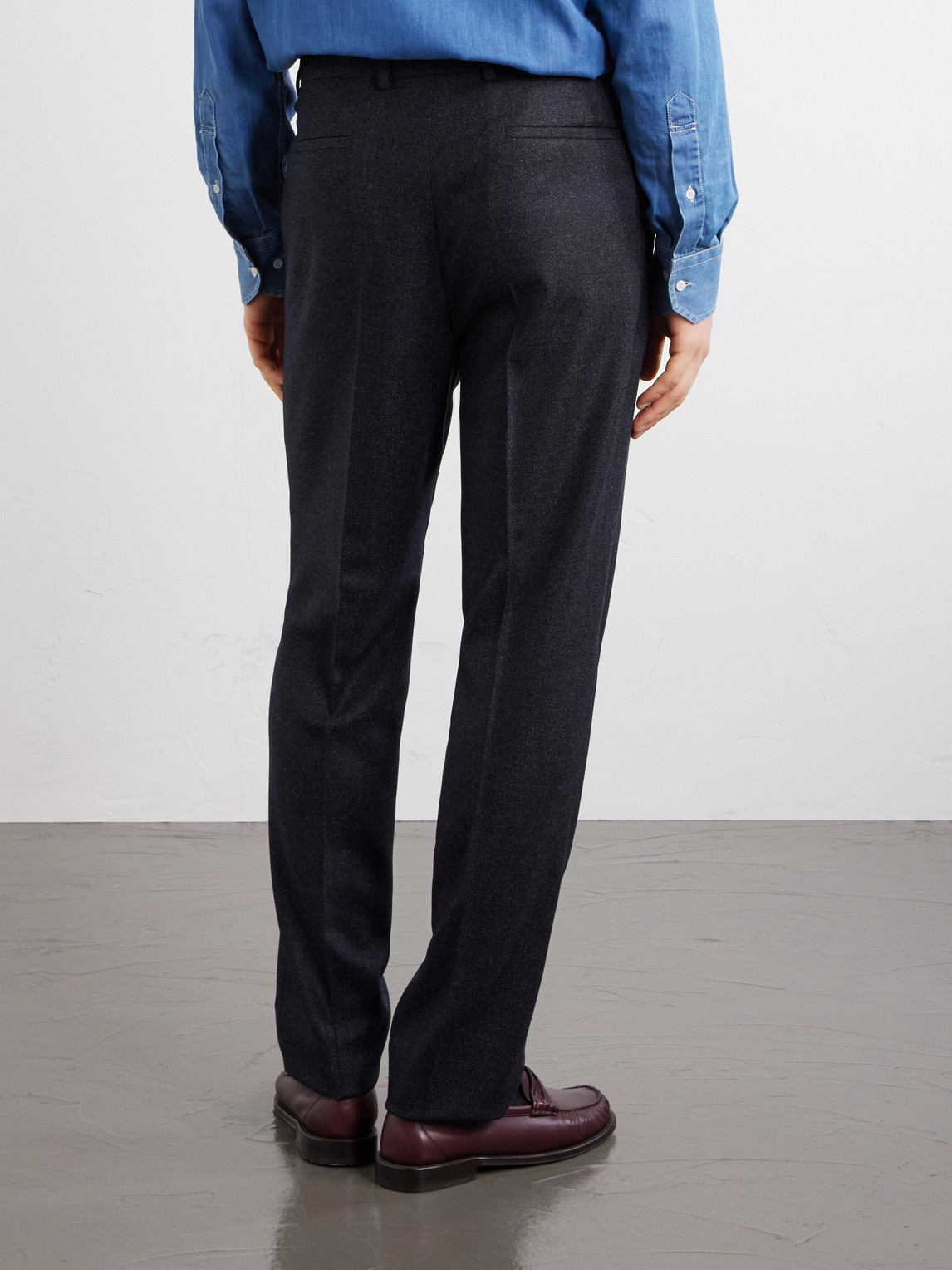 Straight-Leg Pleated Virgin Wool Suit Trousers
