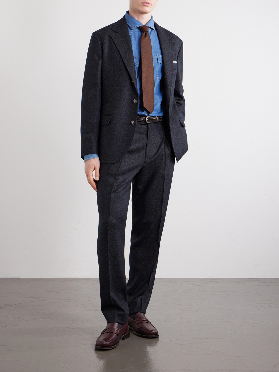 Straight-Leg Pleated Virgin Wool Suit Trousers