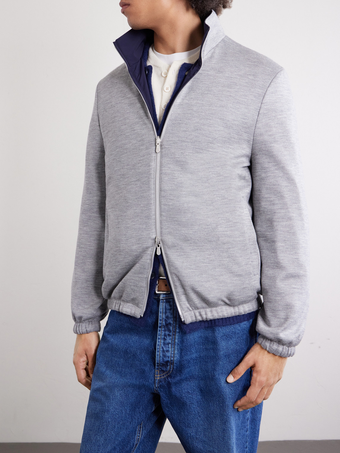 Logo-Embroidered Shell Blouson Jacket