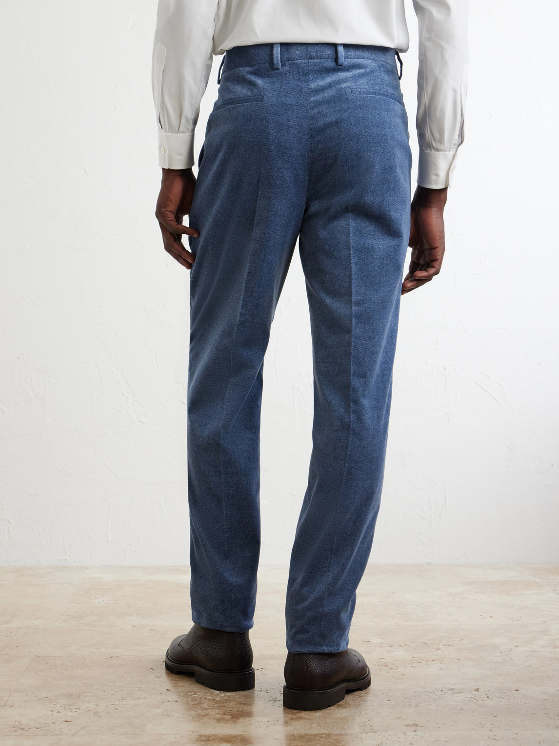 Straight-Leg Pleated Cotton-Velvet Suit Trousers