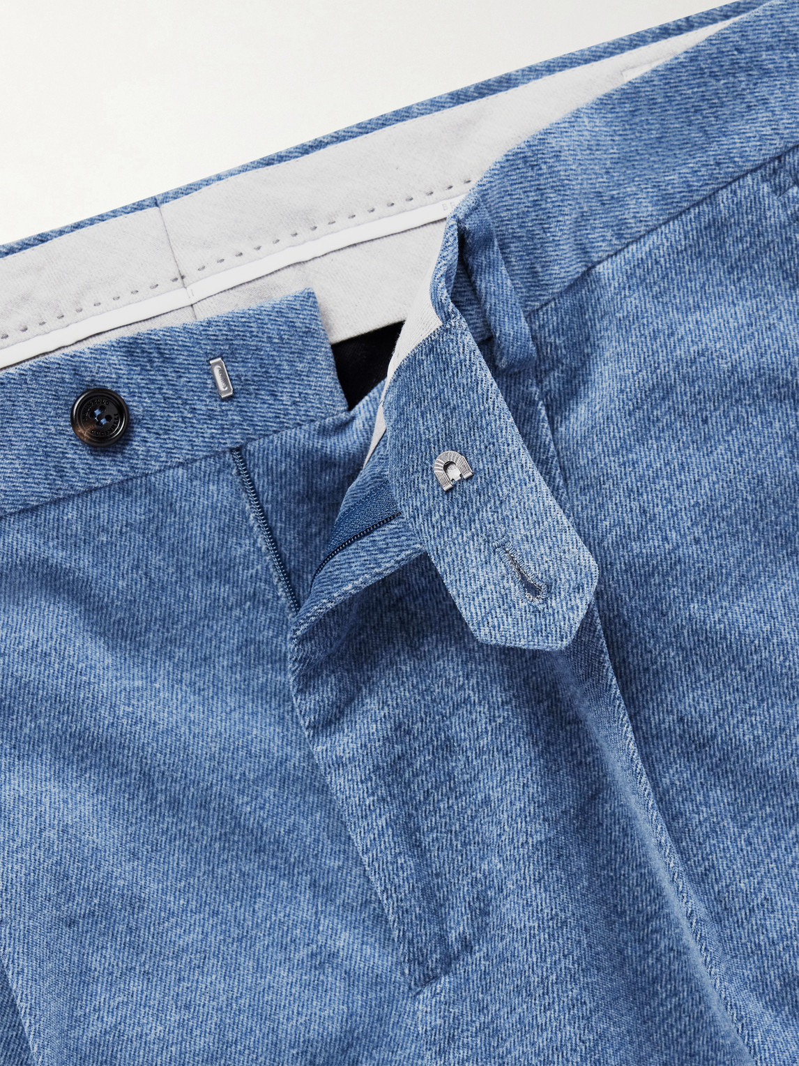 Straight-Leg Pleated Cotton-Velvet Suit Trousers