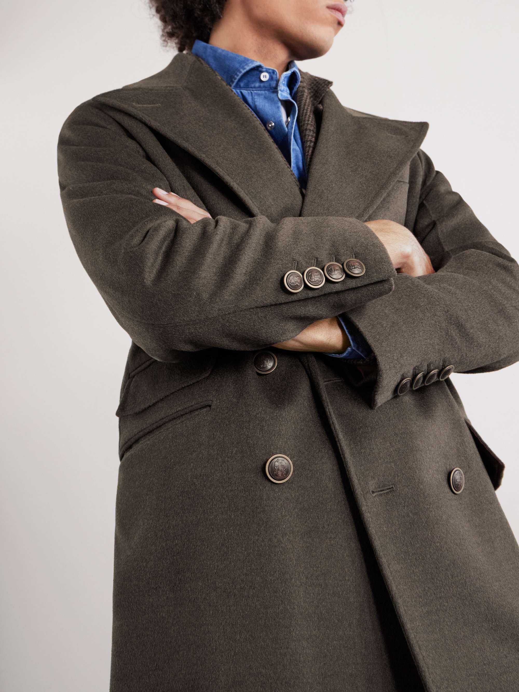 BRUNELLO CUCINELLI Virgin Wool Double-Breasted Coat for Men | MR