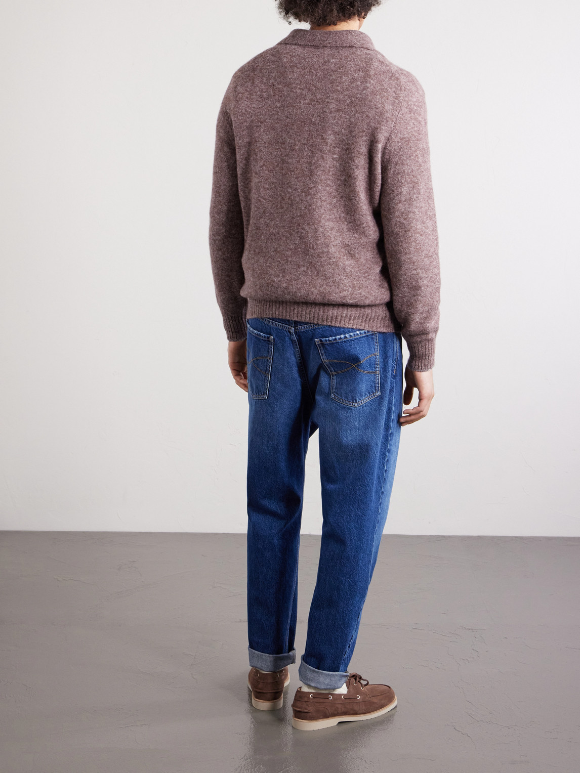 Alpaca-Blend Polo Sweater