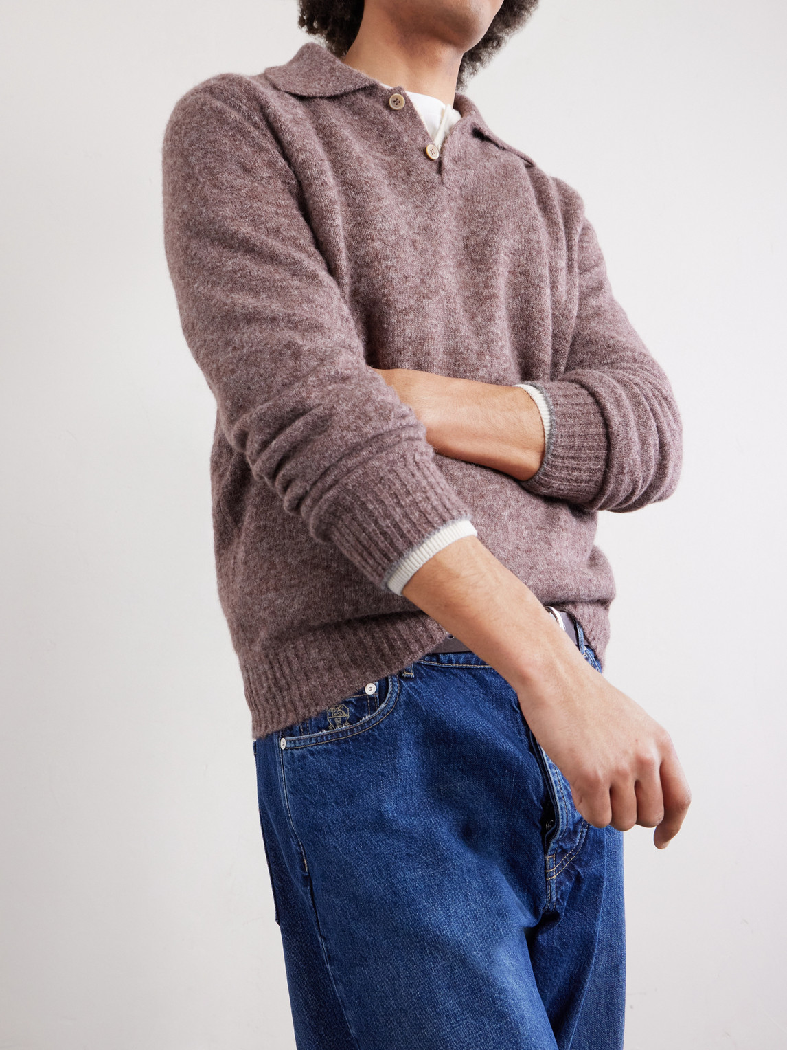 Alpaca-Blend Polo Sweater