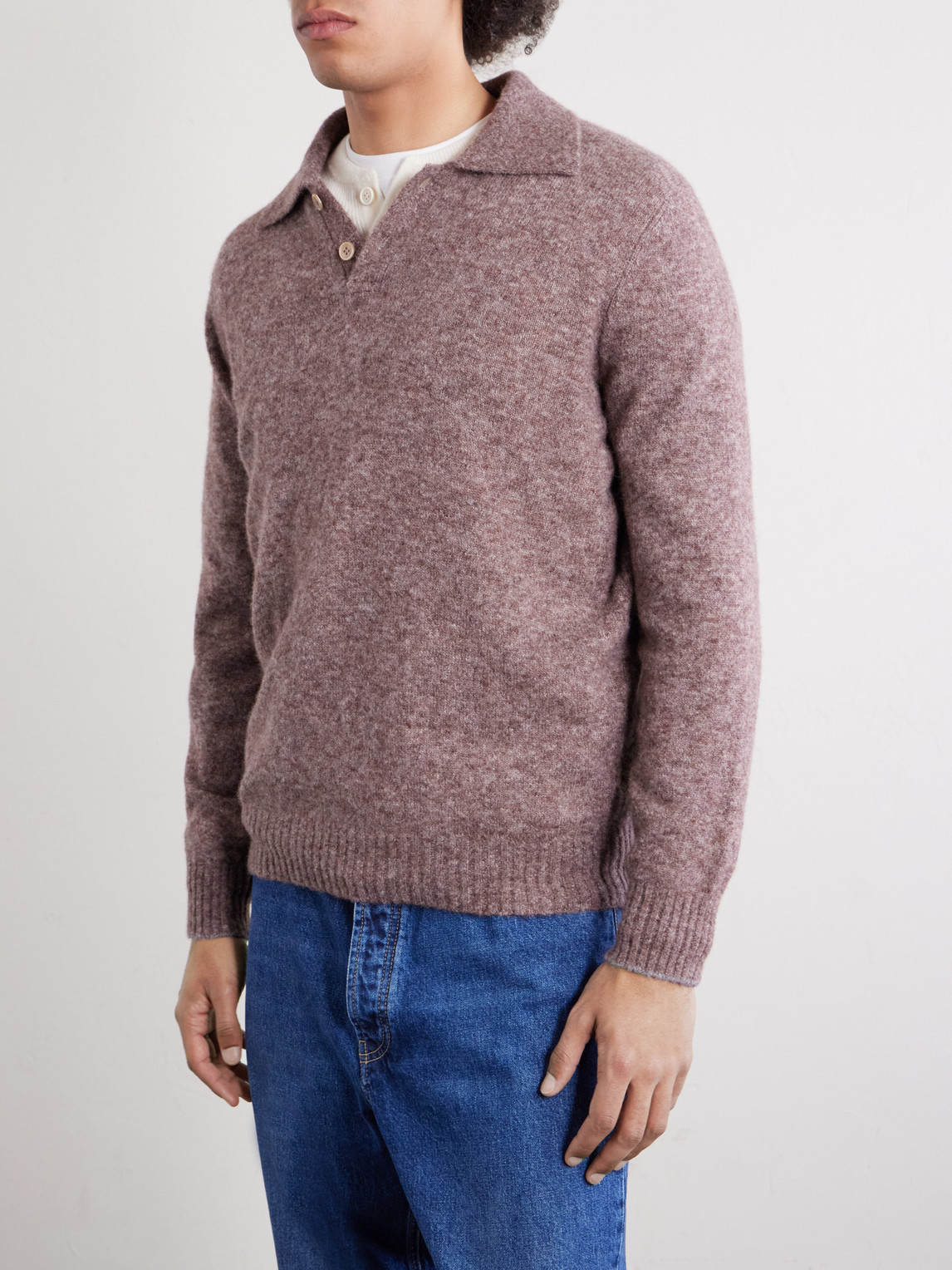 Alpaca-Blend Polo Sweater