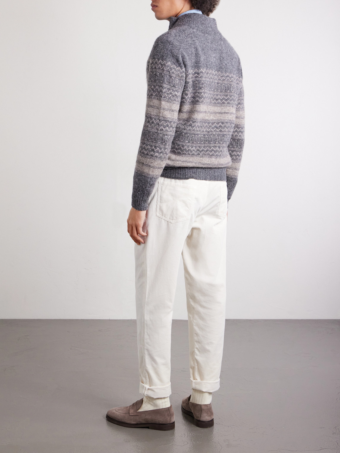 Alpaca-Blend Zip-Up Sweater