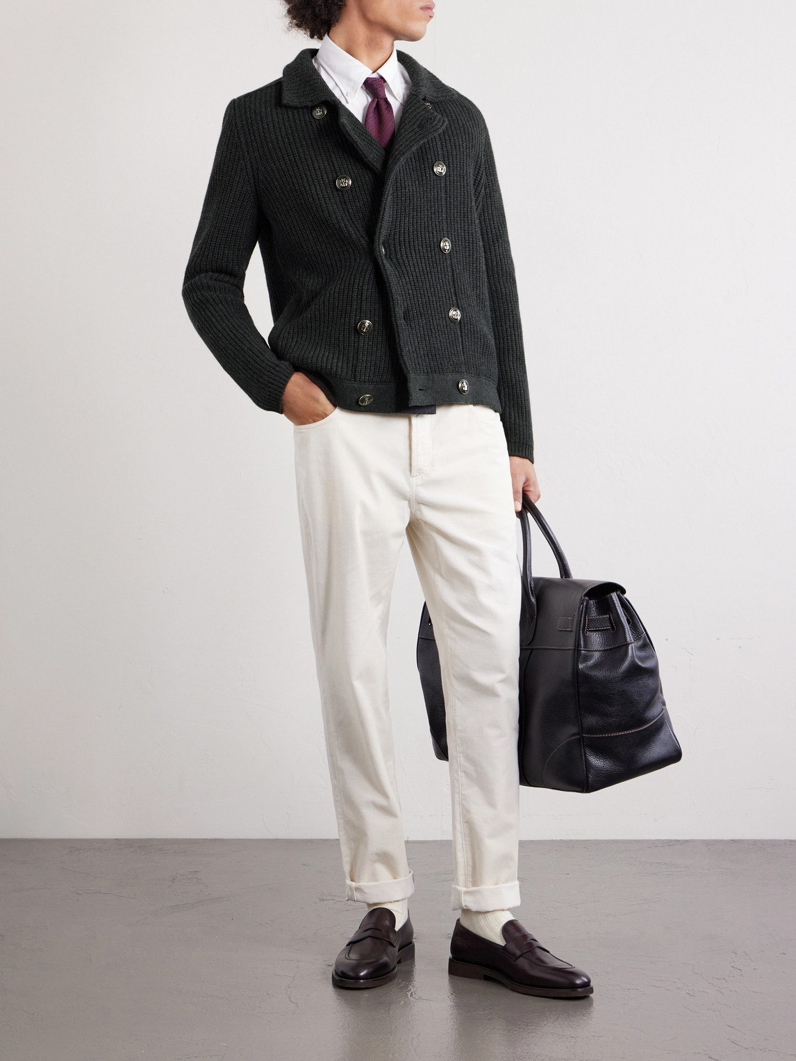 Brunello Cucinelli Double-Breasted Ribbed Cashmere Cardigan - Men | Thumbnail 2 Brunello Cucinelli Double-Breasted Ribbed Cashmere Cardigan - Men | Thumbnail 2