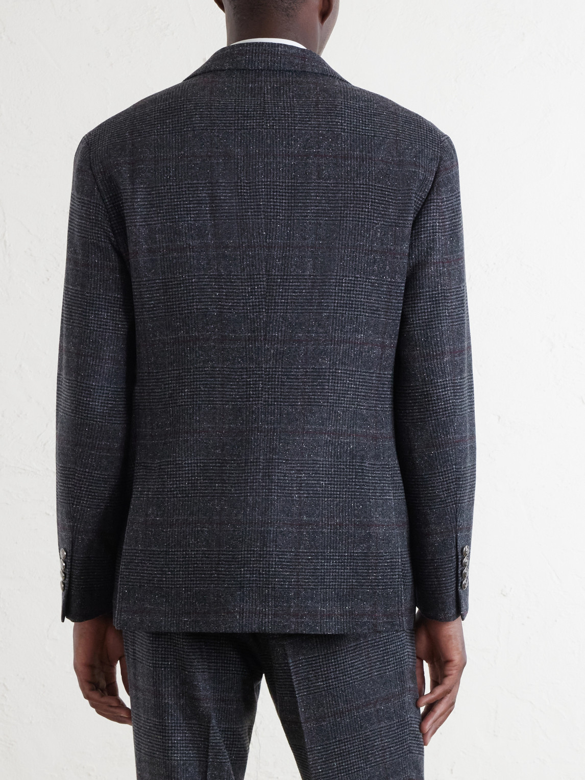 Checked Silk, Wool And Cashmere-Blend Suit Jacket