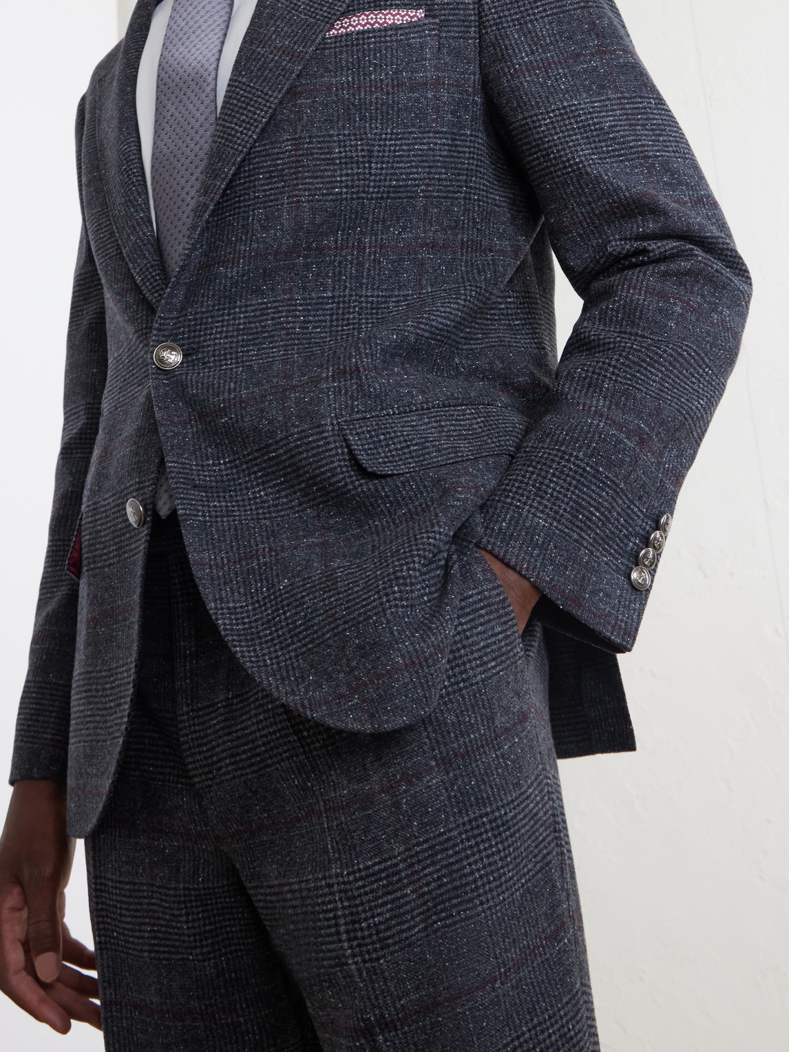 Checked Silk, Wool And Cashmere-Blend Suit Jacket