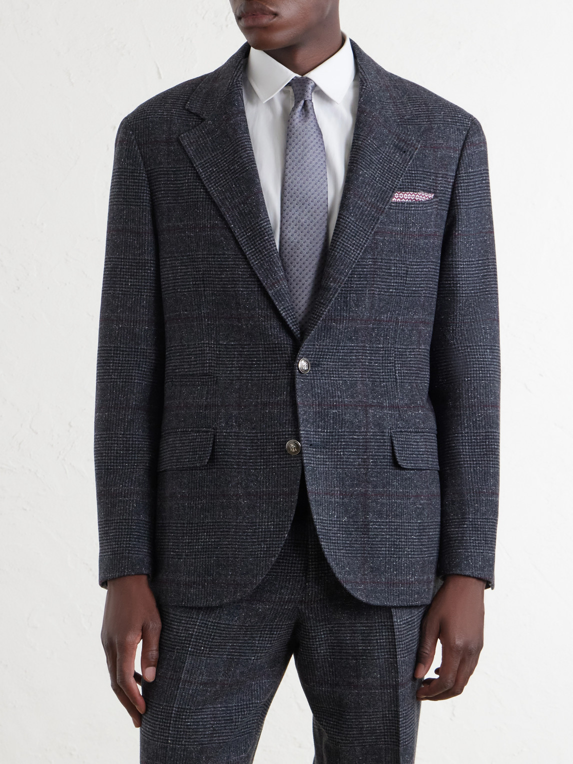 Checked Silk, Wool And Cashmere-Blend Suit Jacket