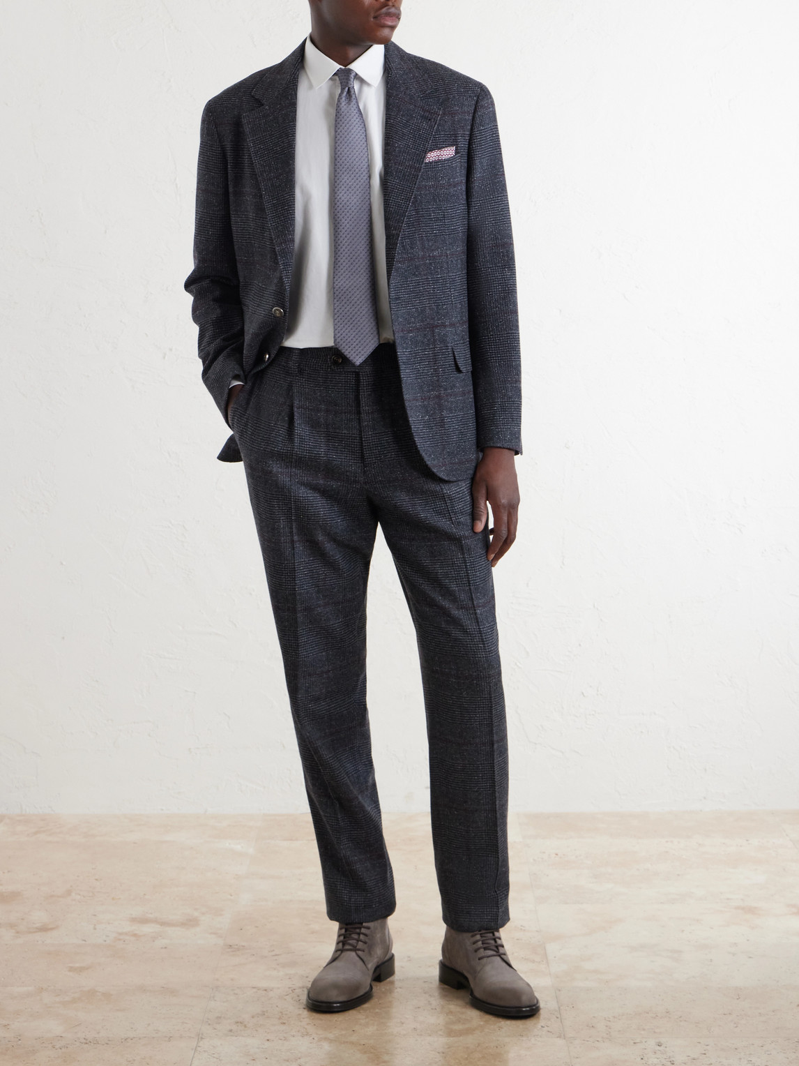 Checked Silk, Wool And Cashmere-Blend Suit Jacket