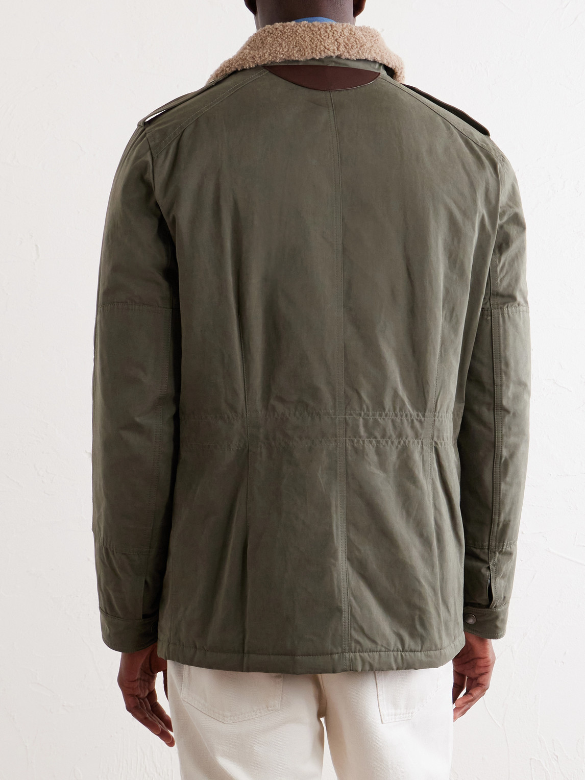 Shearling-Trimmed Padded Canvas Jacket